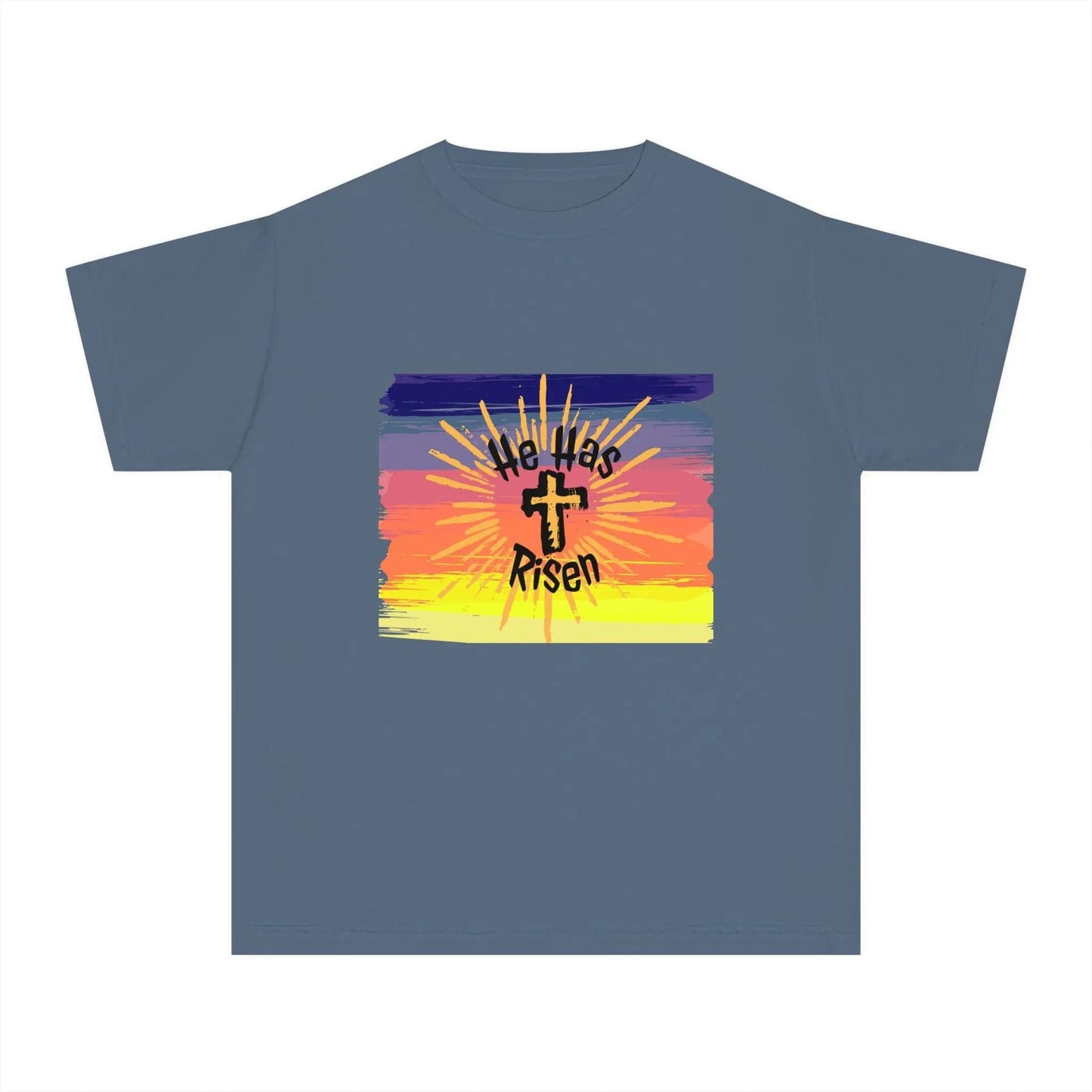 He is Risen! Youth Midweight Tee Blue Jean