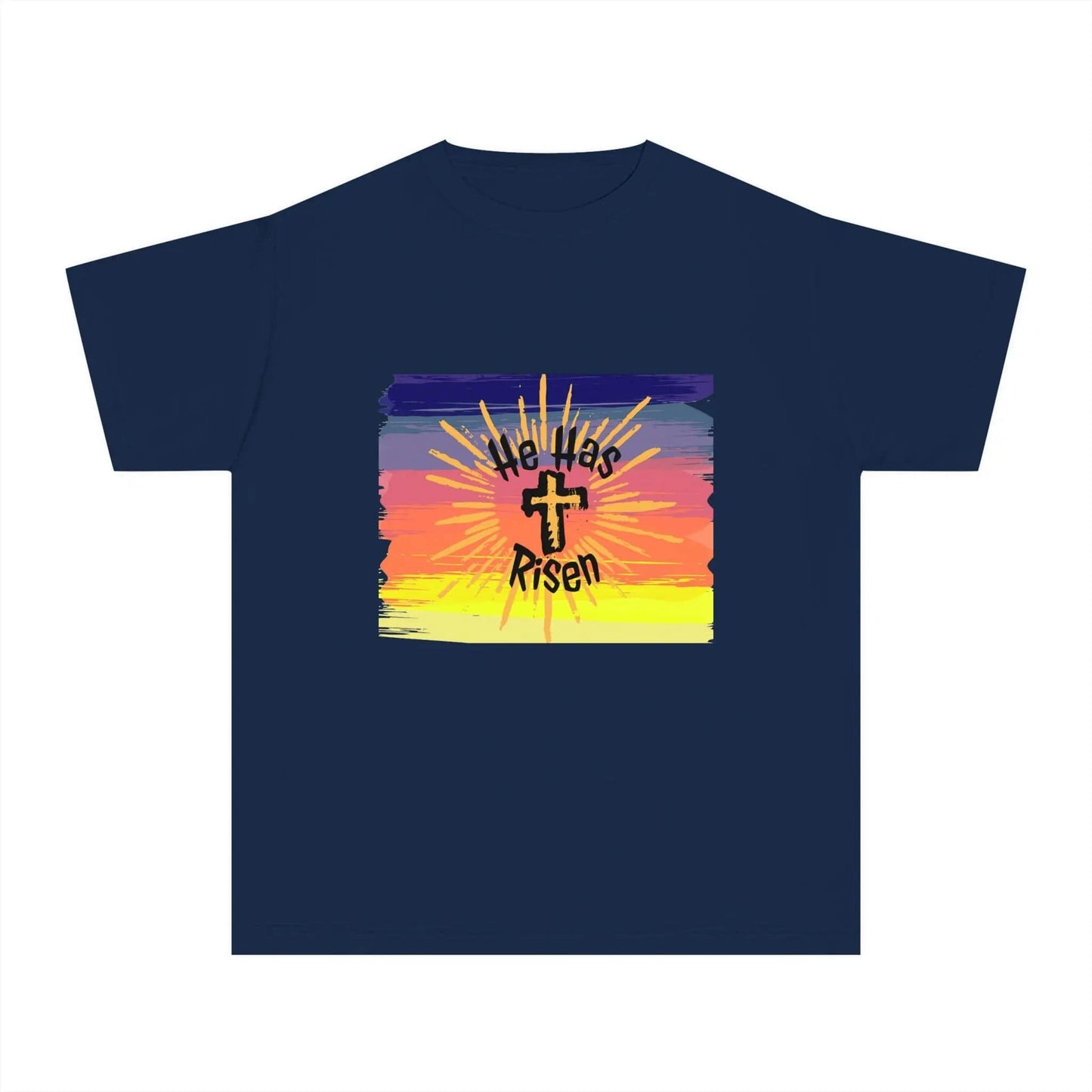 He is Risen! Youth Midweight Tee True Navy