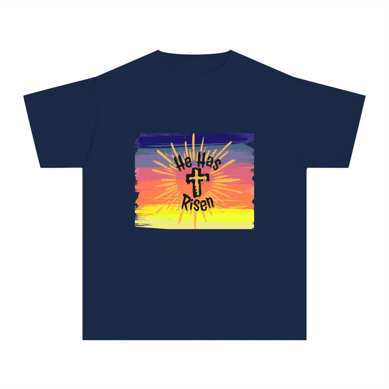 He is Risen! Youth Midweight Tee True Navy