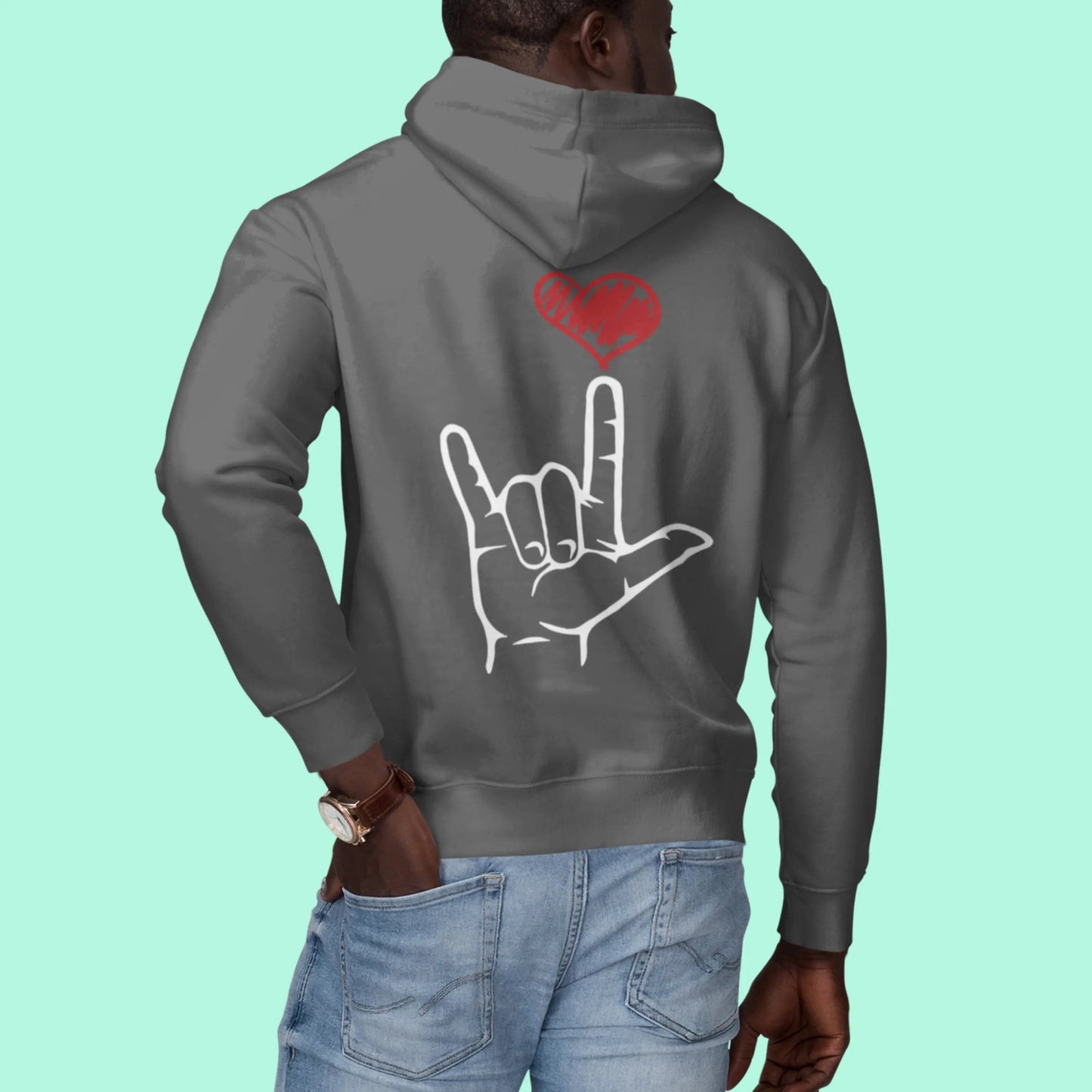 I Love You Hand Sign Hoodie Full Zip Hooded Sweatshirt