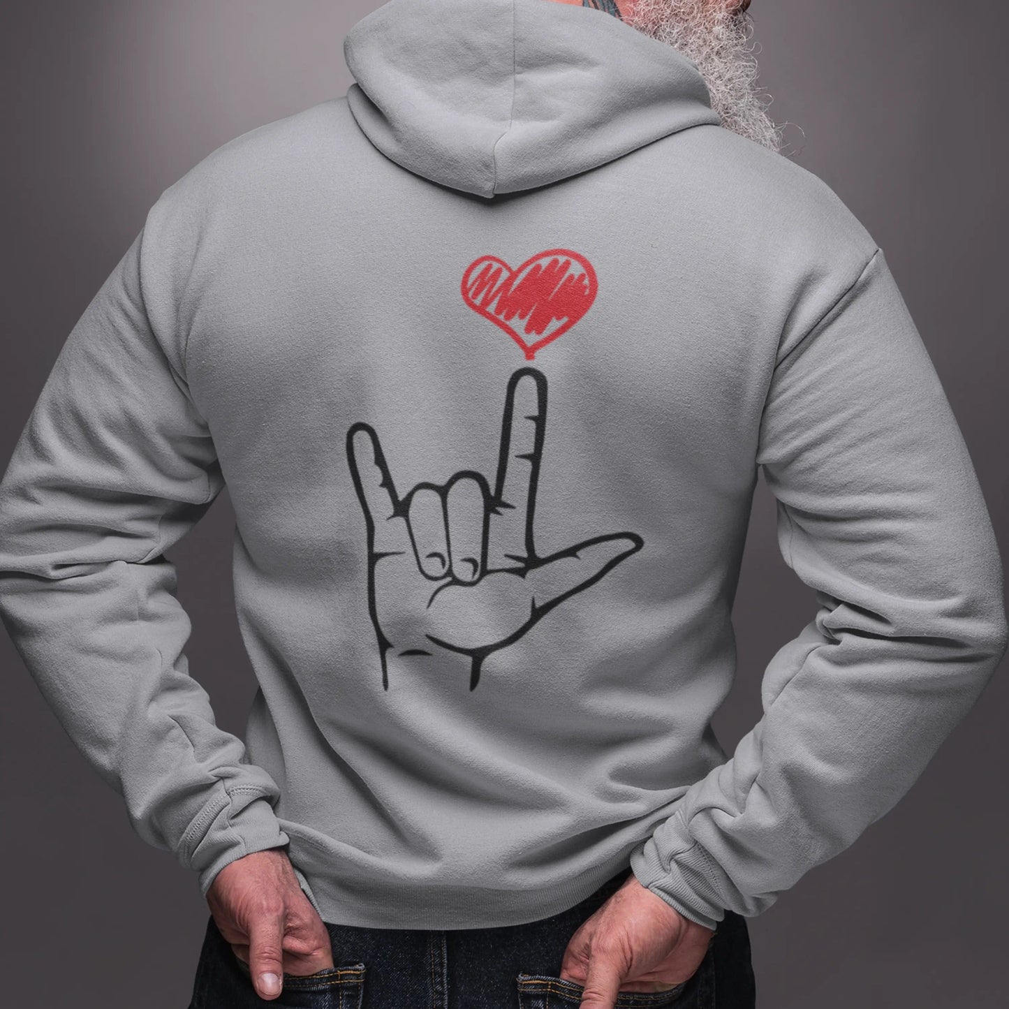 I Love You Hand Sign Hoodie Full Zip Hooded Sweatshirt