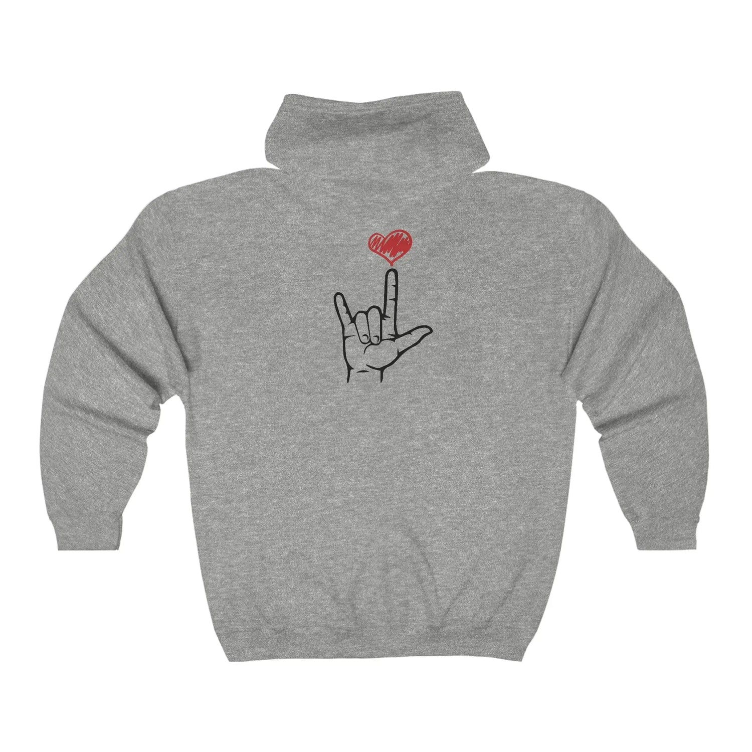 I Love You Hand Sign Hoodie Full Zip Hooded Sweatshirt