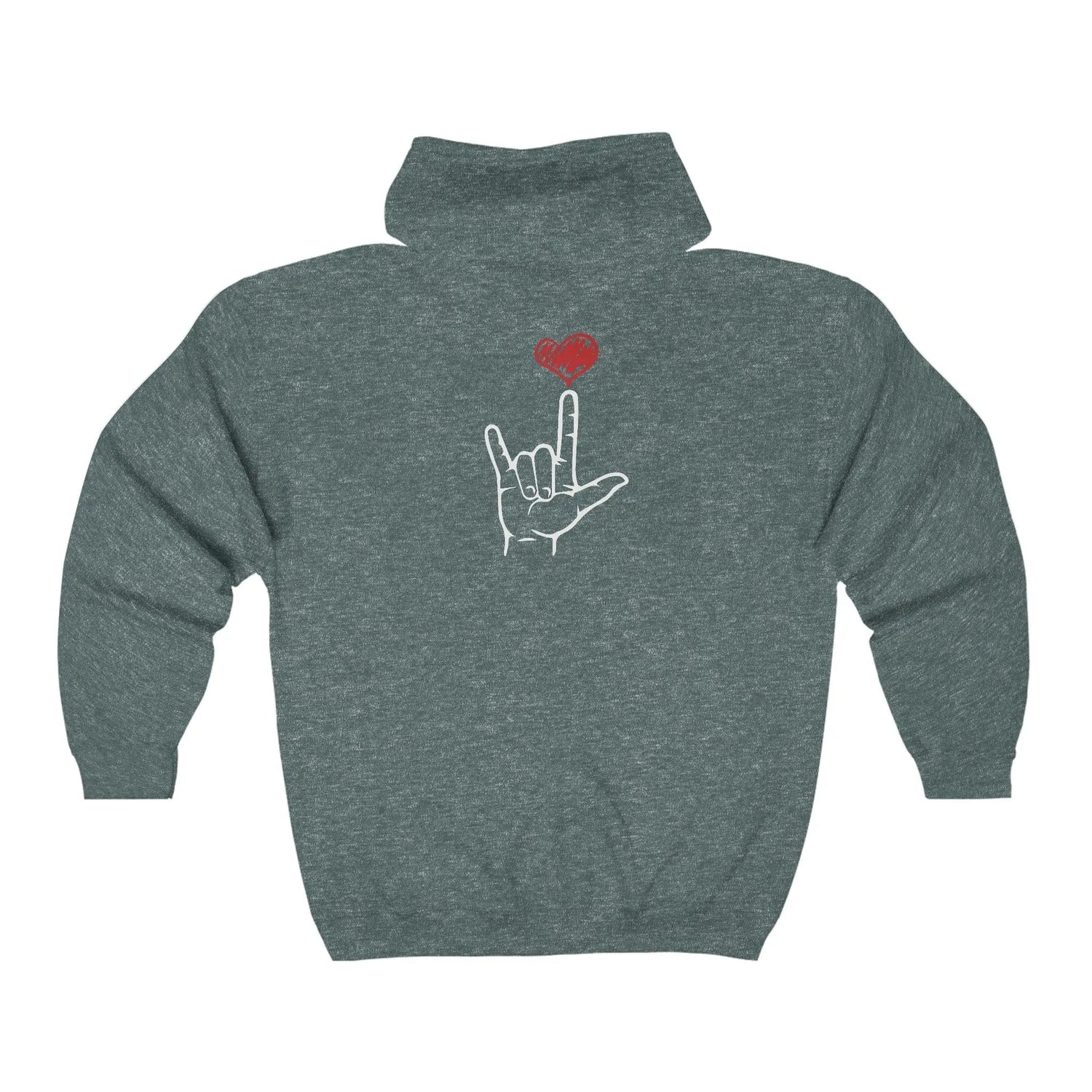 I Love You Hand Sign Hoodie Full Zip Hooded Sweatshirt