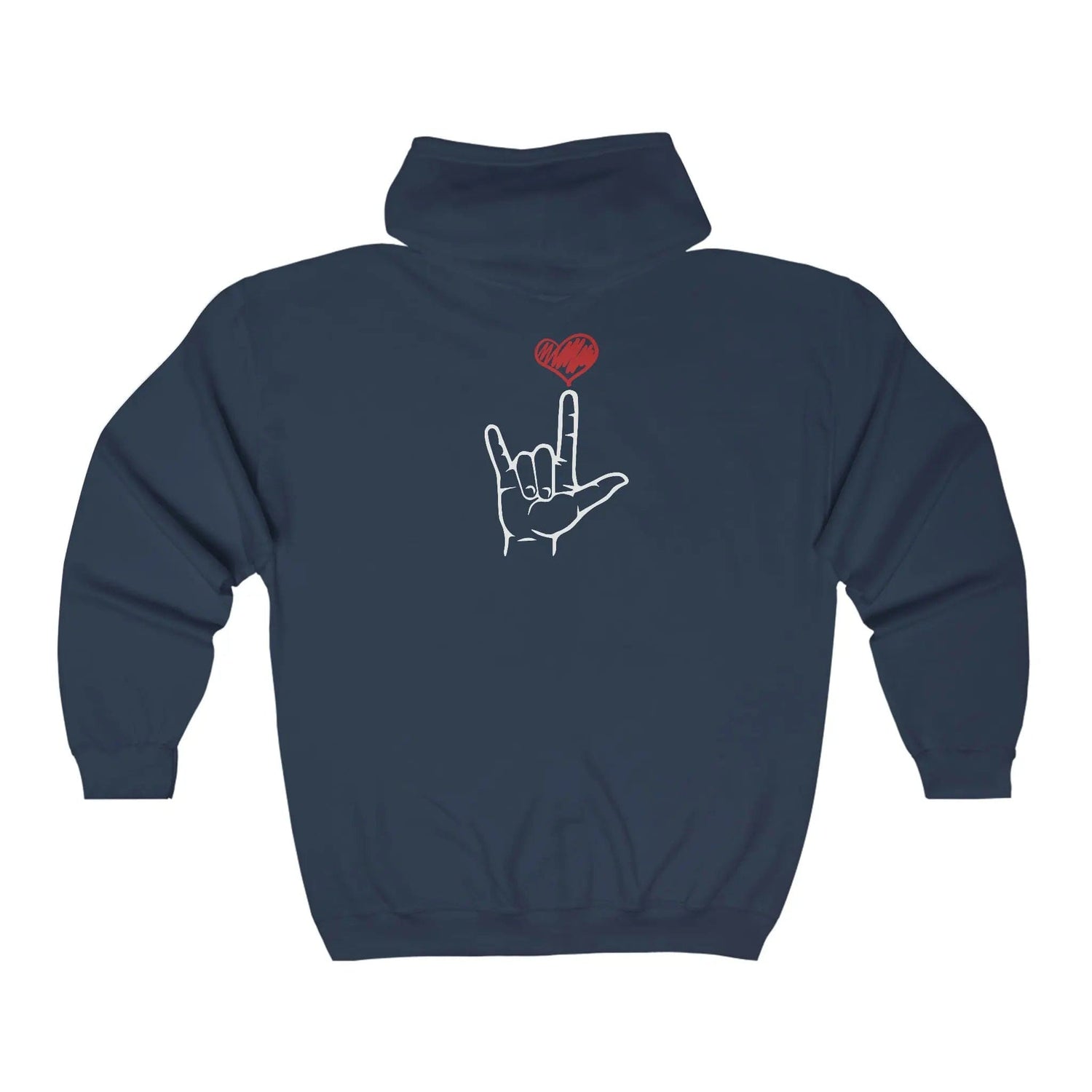 I Love You Hand Sign Hoodie Full Zip Hooded Sweatshirt