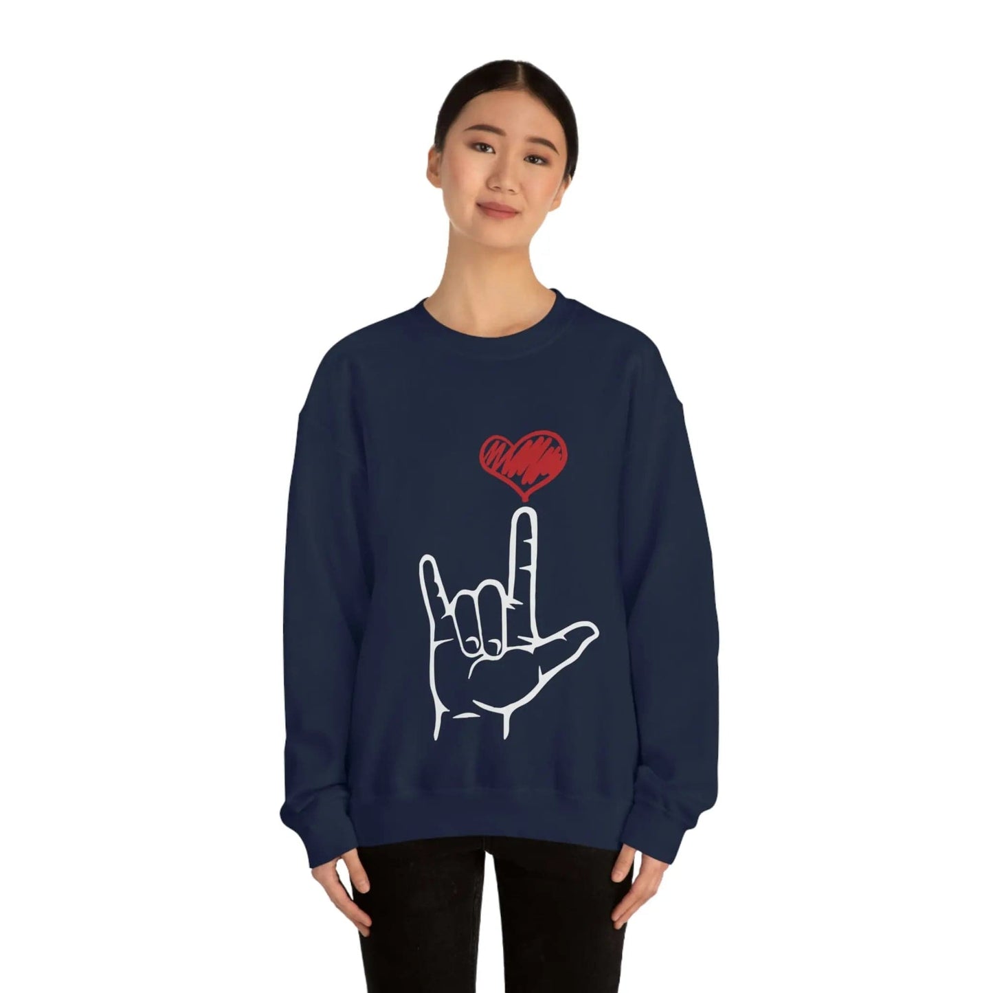 I Love You Hand Sign Sweater, ASL Crewneck Sweatshirt