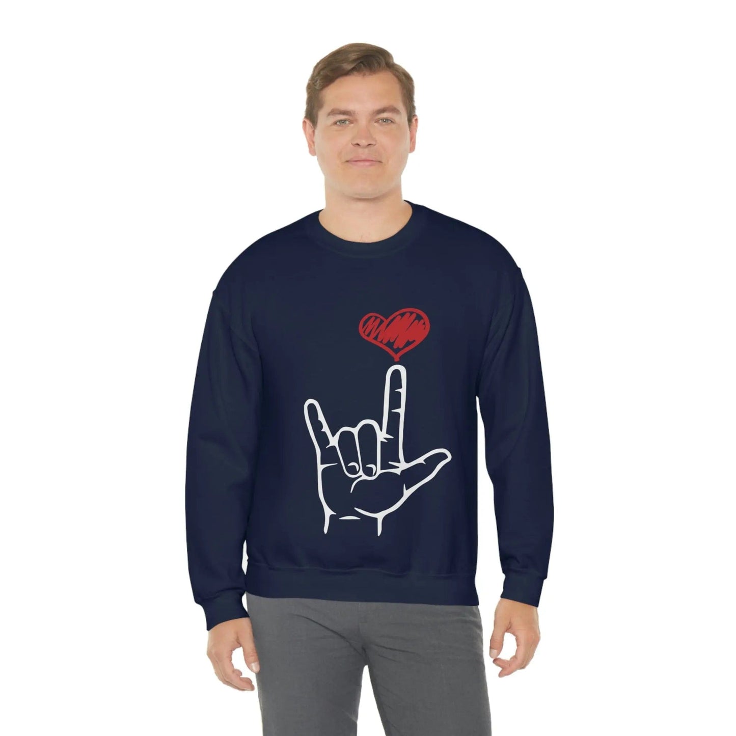 I Love You Hand Sign Sweater, ASL Crewneck Sweatshirt