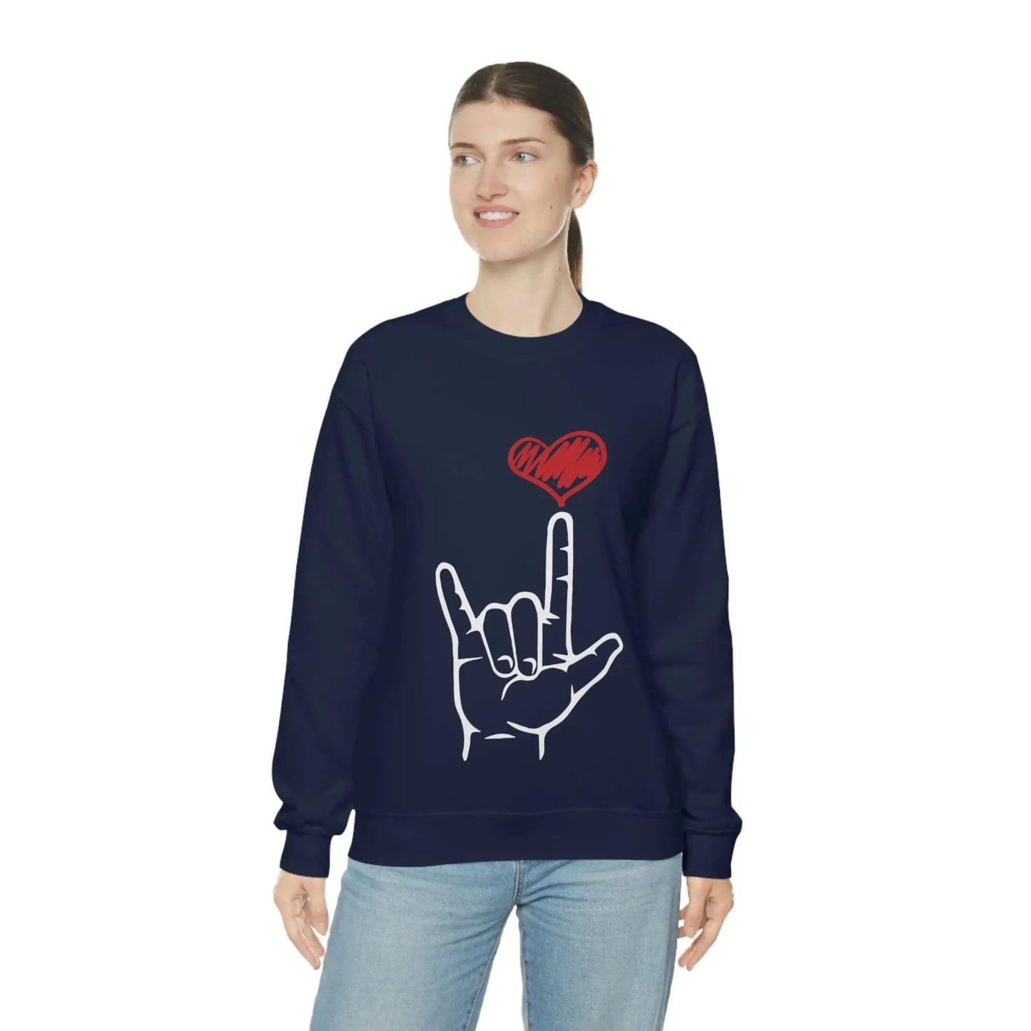 I Love You Hand Sign Sweater, ASL Crewneck Sweatshirt