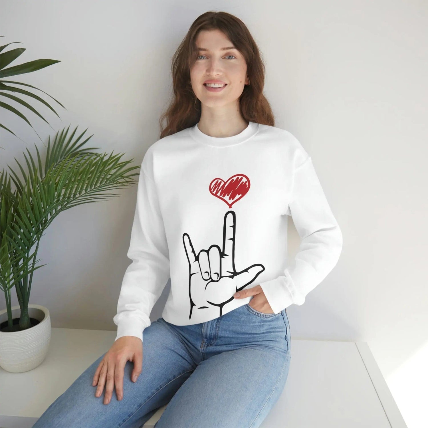 I Love You Hand Sign Sweater, ASL Crewneck Sweatshirt