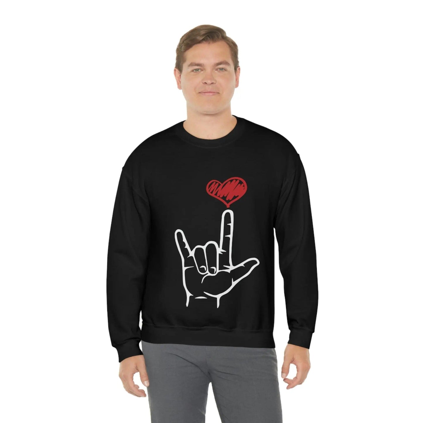 I Love You Hand Sign Sweater, ASL Crewneck Sweatshirt