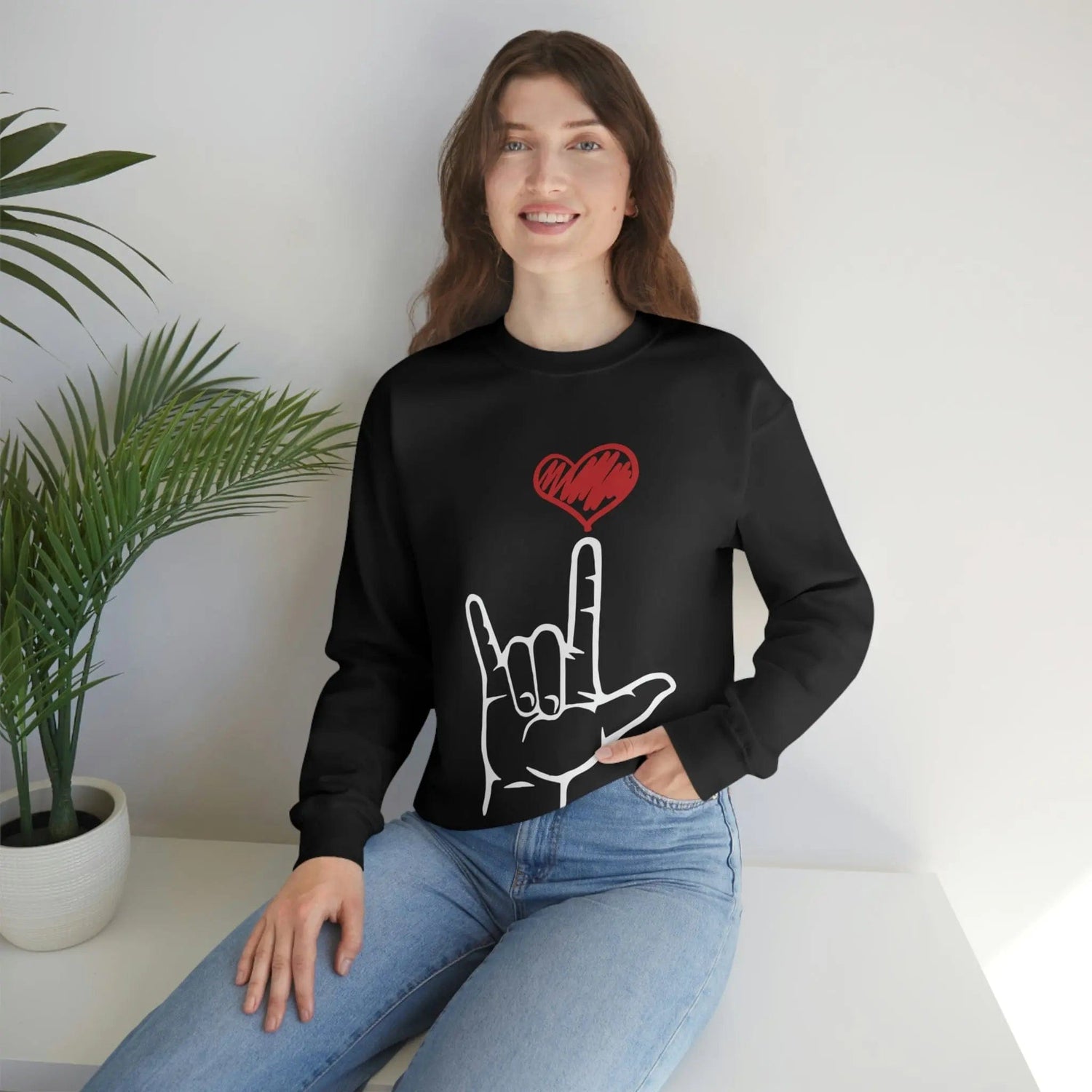 I Love You Hand Sign Sweater, ASL Crewneck Sweatshirt