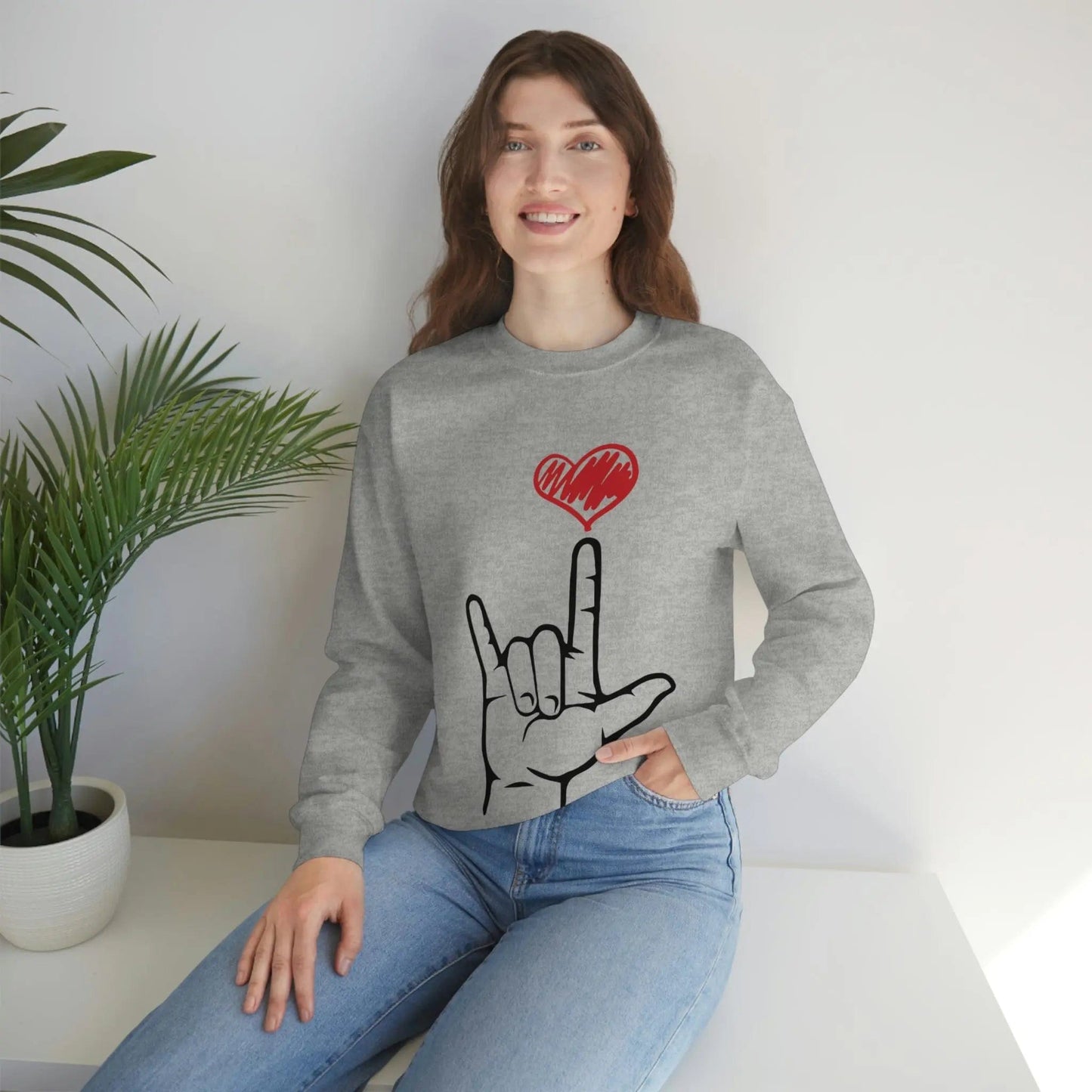 I Love You Hand Sign Sweater, ASL Crewneck Sweatshirt