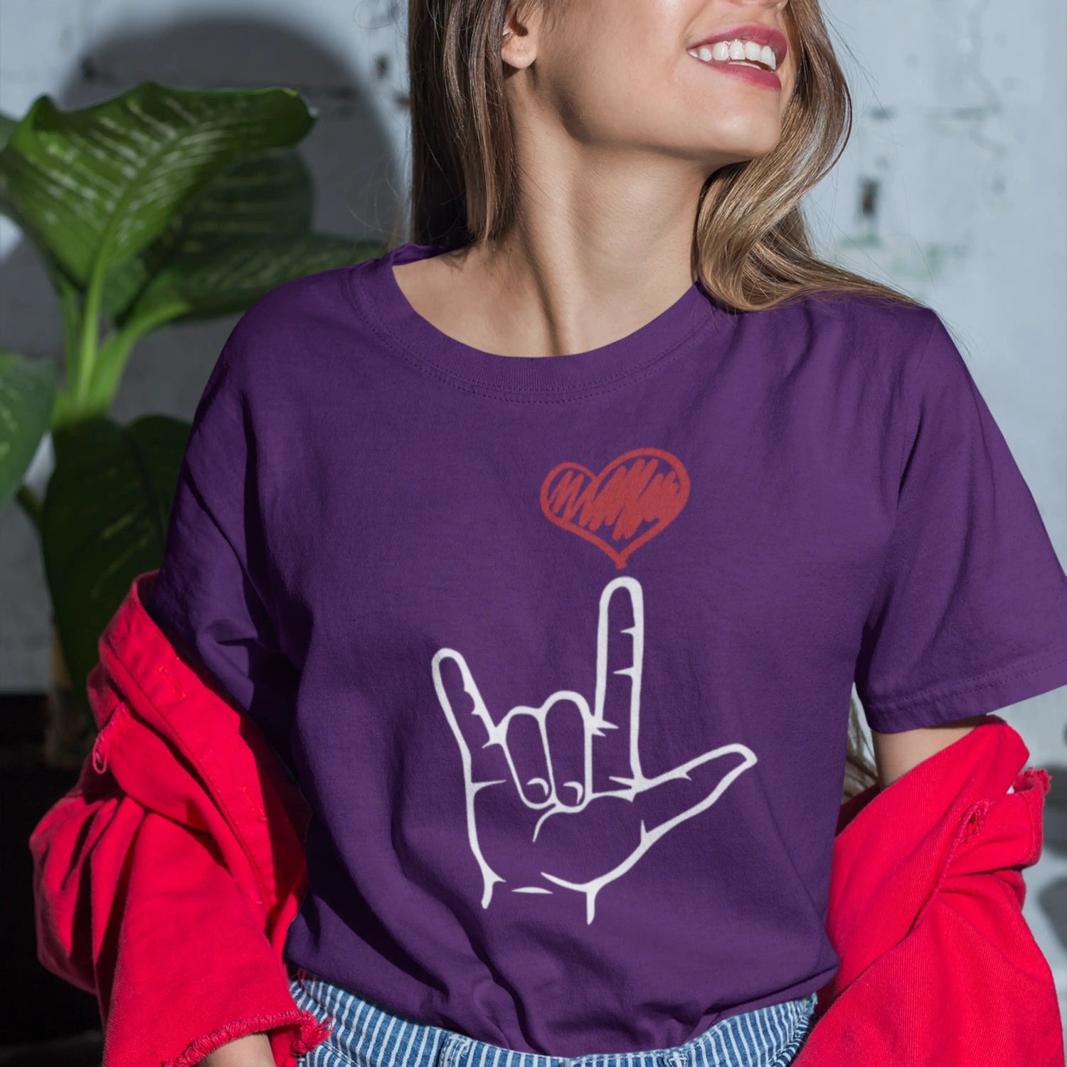 I Love You Hand Sign Sweatshirt, ASL Softstyle Tee