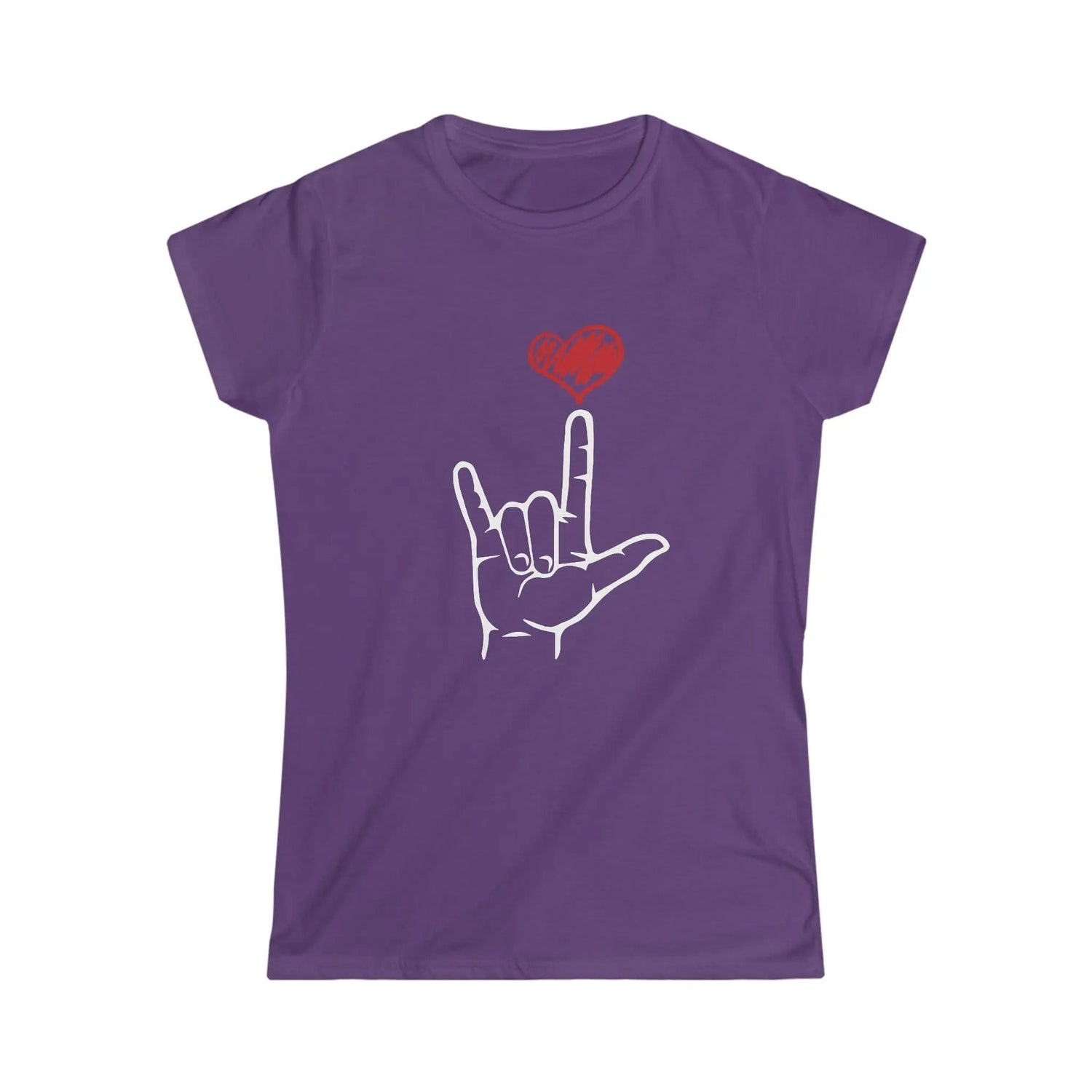 I Love You Hand Sign Sweatshirt, ASL Softstyle Tee Purple