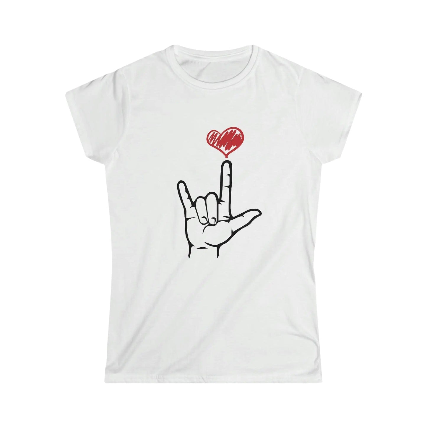 I Love You Hand Sign Sweatshirt, ASL Softstyle Tee White