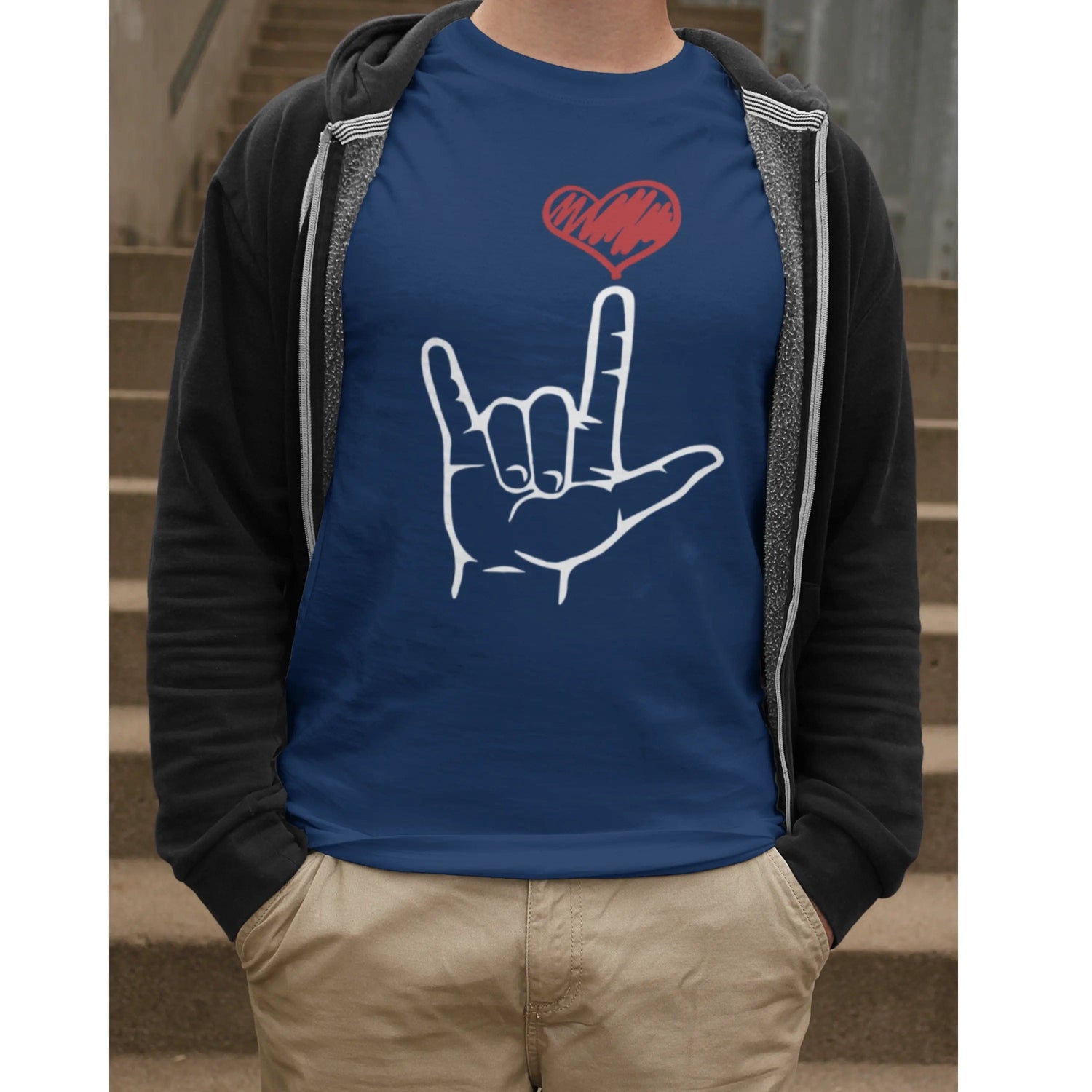 I Love You Hand Sign Sweatshirt, ASL Softstyle Tee