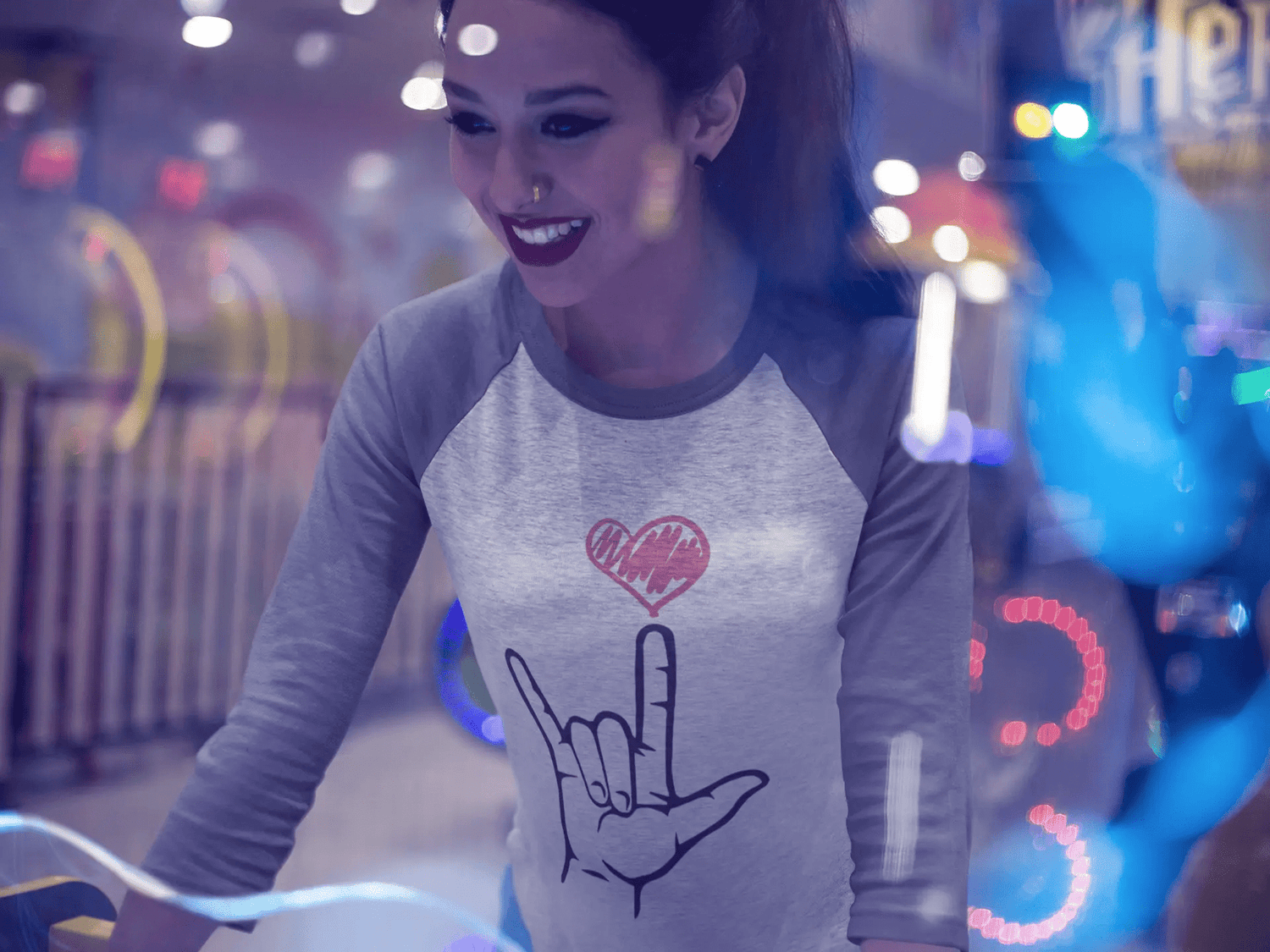 I Love You Hand Sign t-shirt, ASL Tri-Blend 34 Raglan Tee