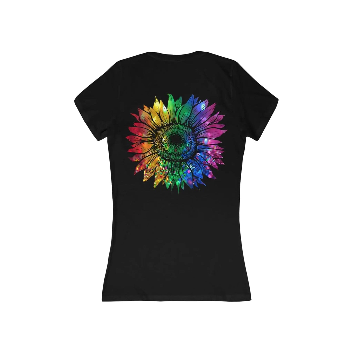 Jeweled Rainbow Sunflower Unisex V-neck T-shirt