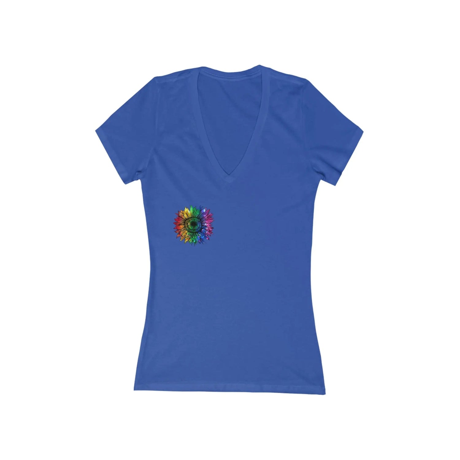 Jeweled Rainbow Sunflower Unisex V-neck T-shirt