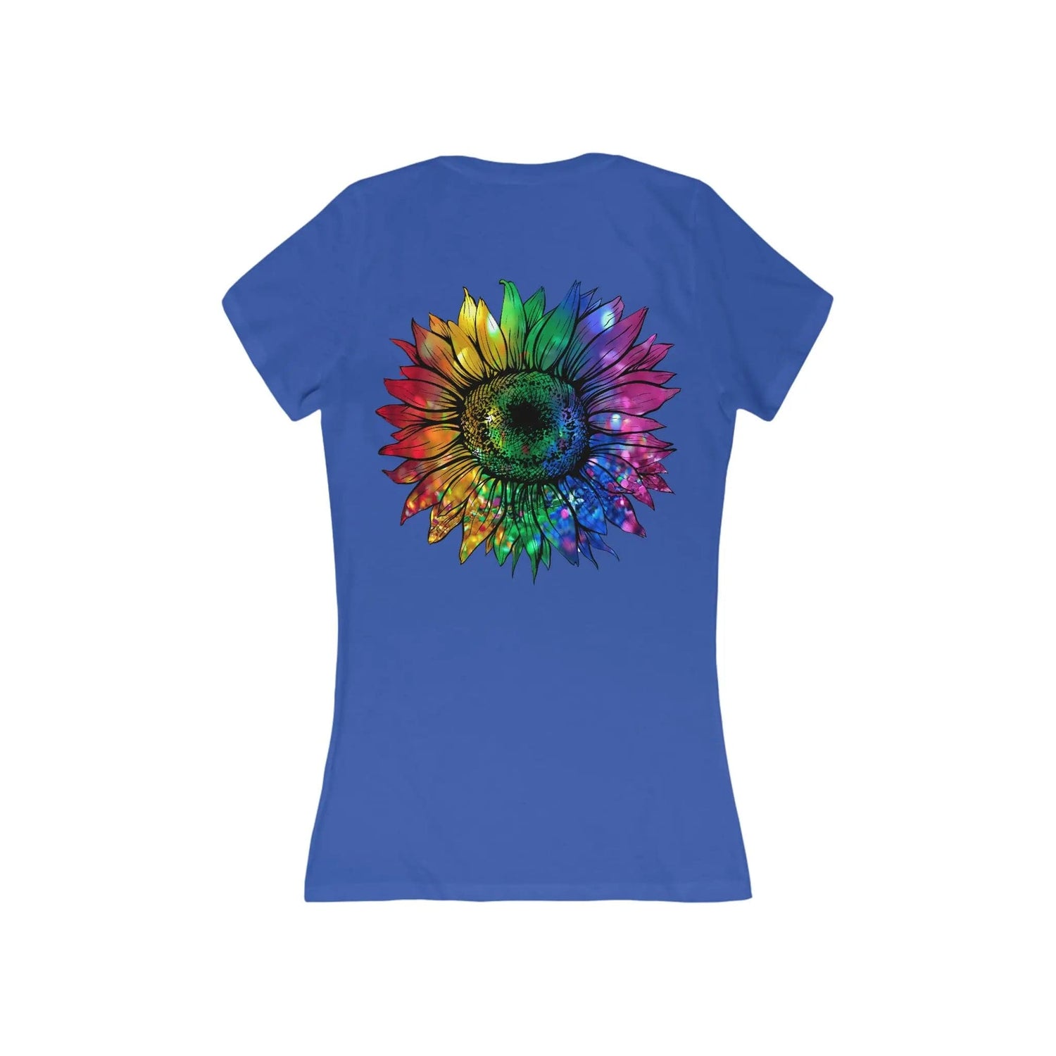 Jeweled Rainbow Sunflower Unisex V-neck T-shirt