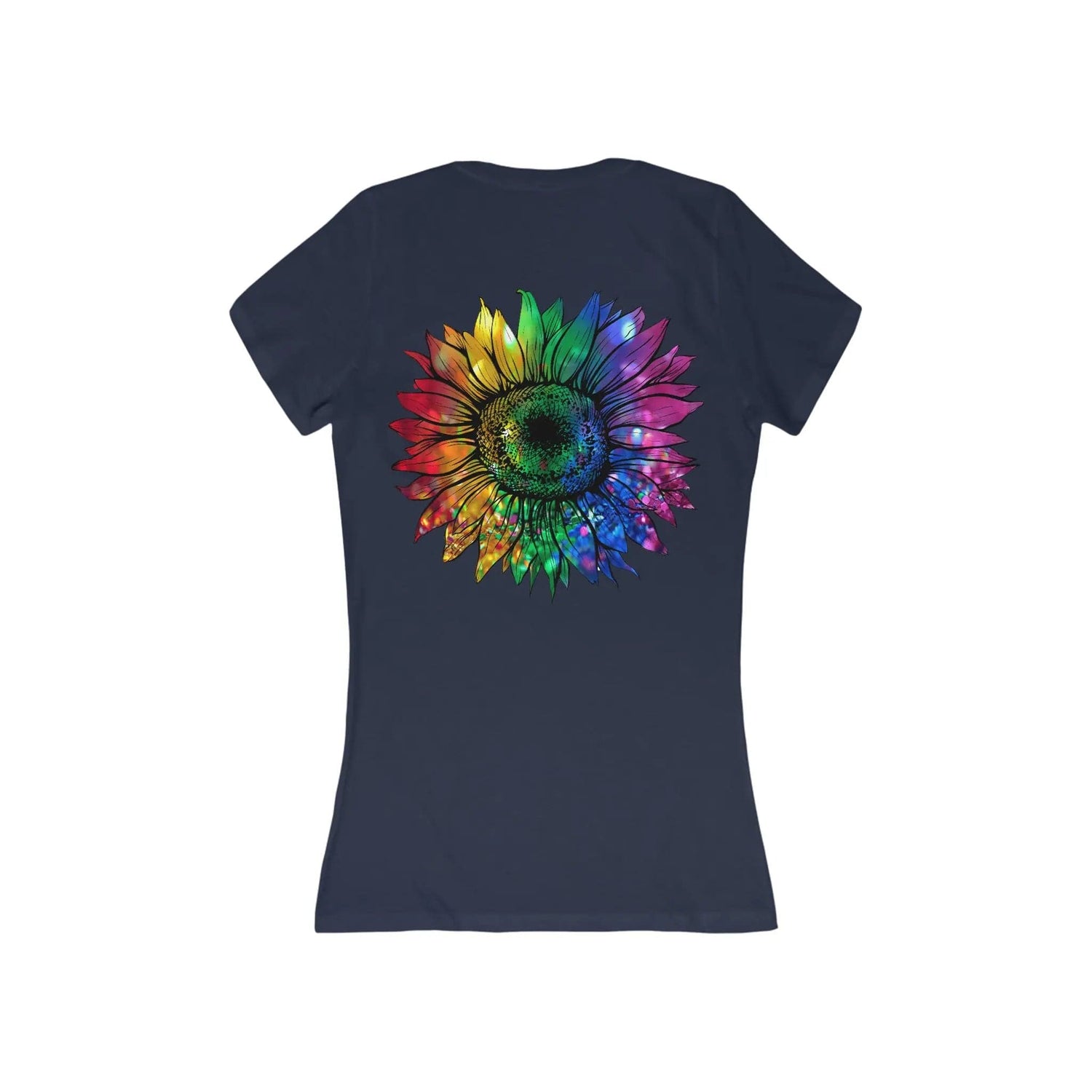 Jeweled Rainbow Sunflower Unisex V-neck T-shirt