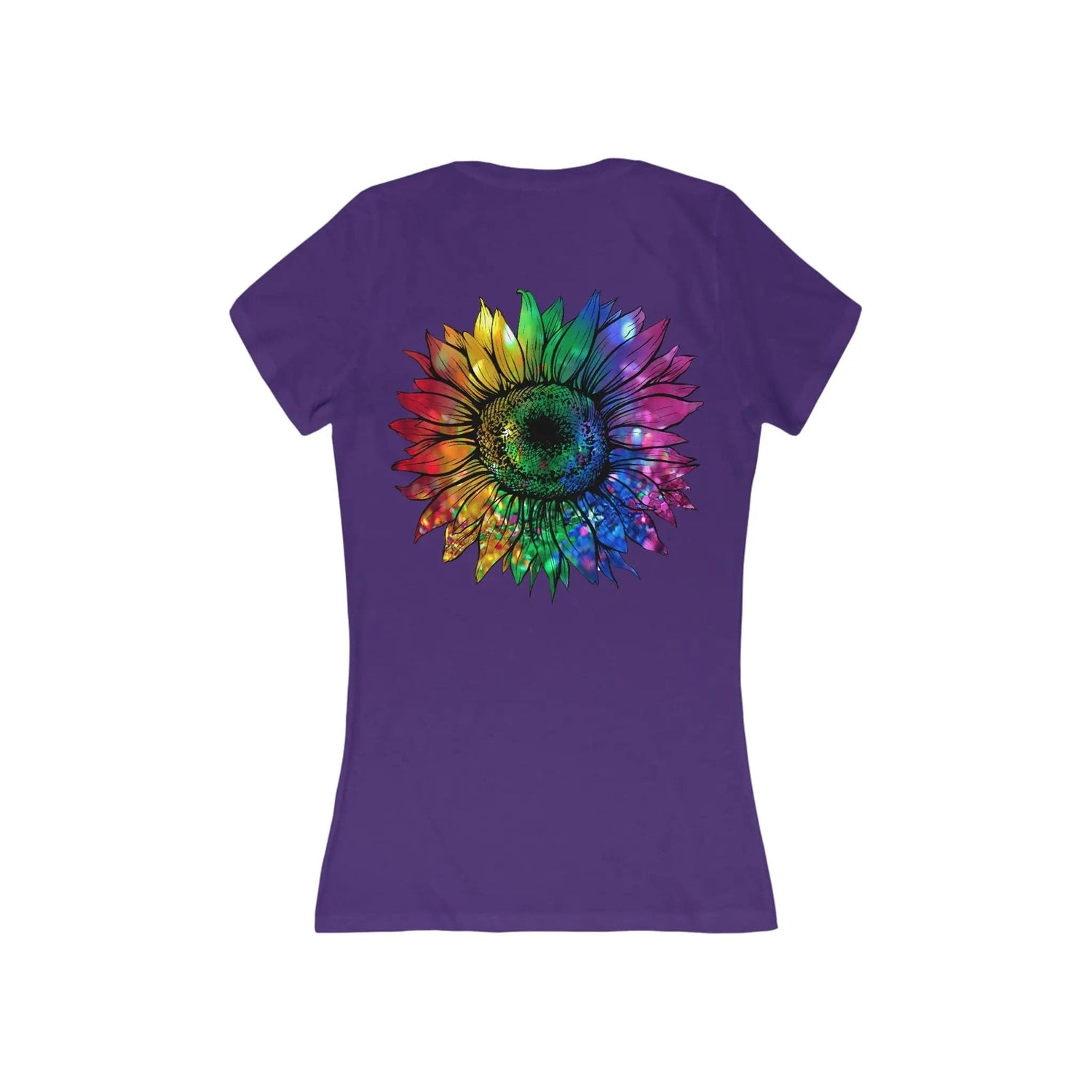 Jeweled Rainbow Sunflower Unisex V-neck T-shirt