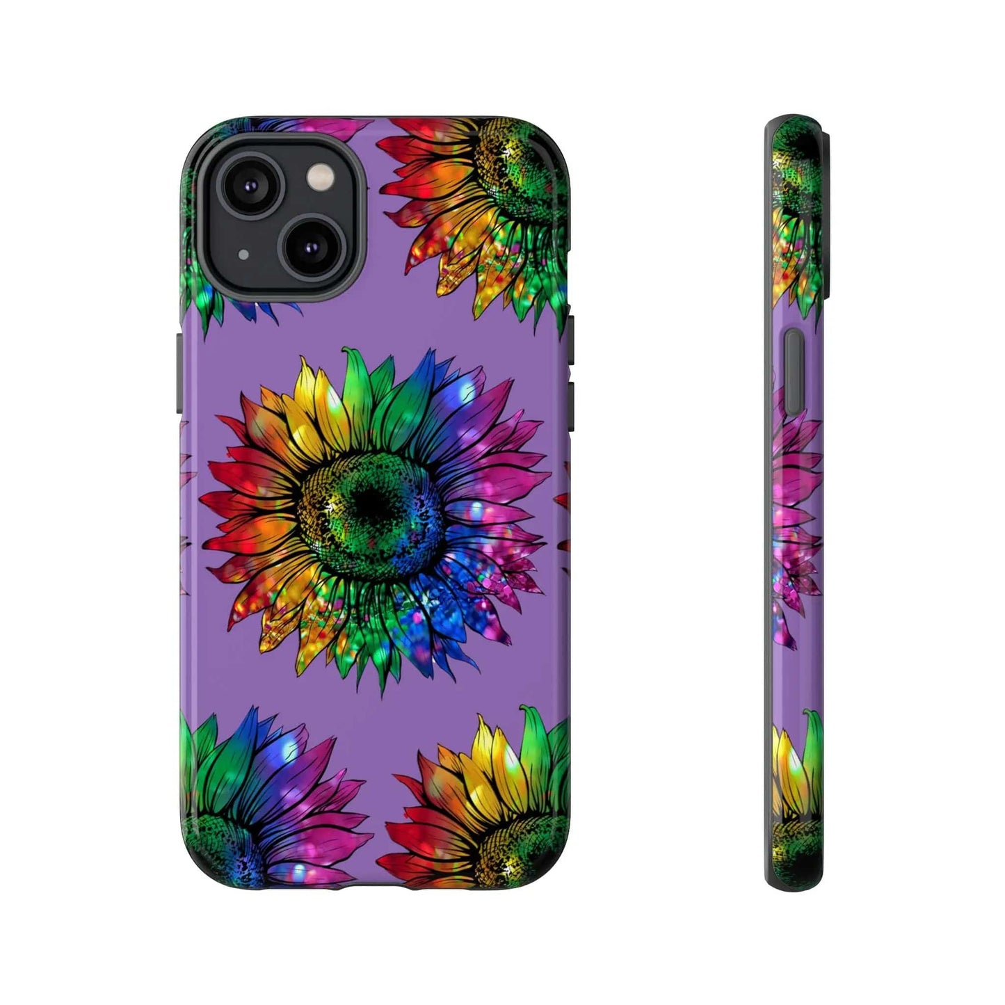 Jeweled Sunflower Rainbow in Purple Tough Phone Cases