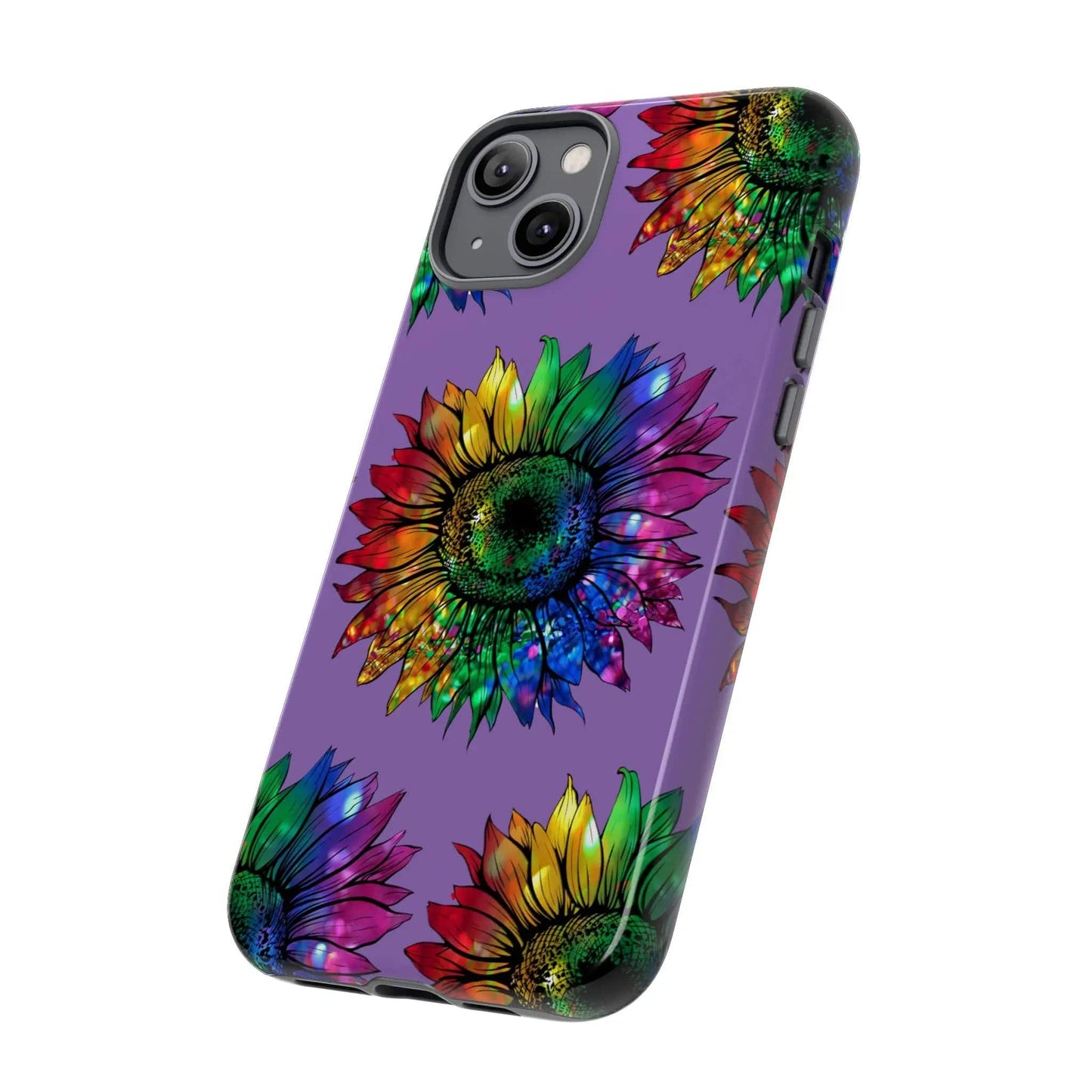 Jeweled Sunflower Rainbow in Purple Tough Phone Cases