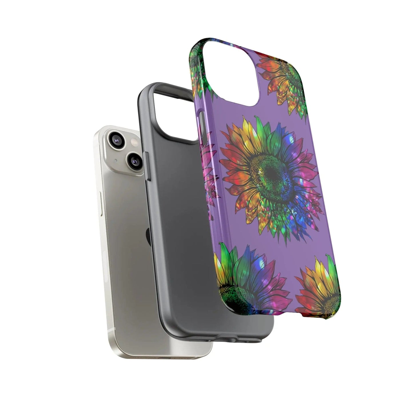 Jeweled Sunflower Rainbow in Purple Tough Phone Cases