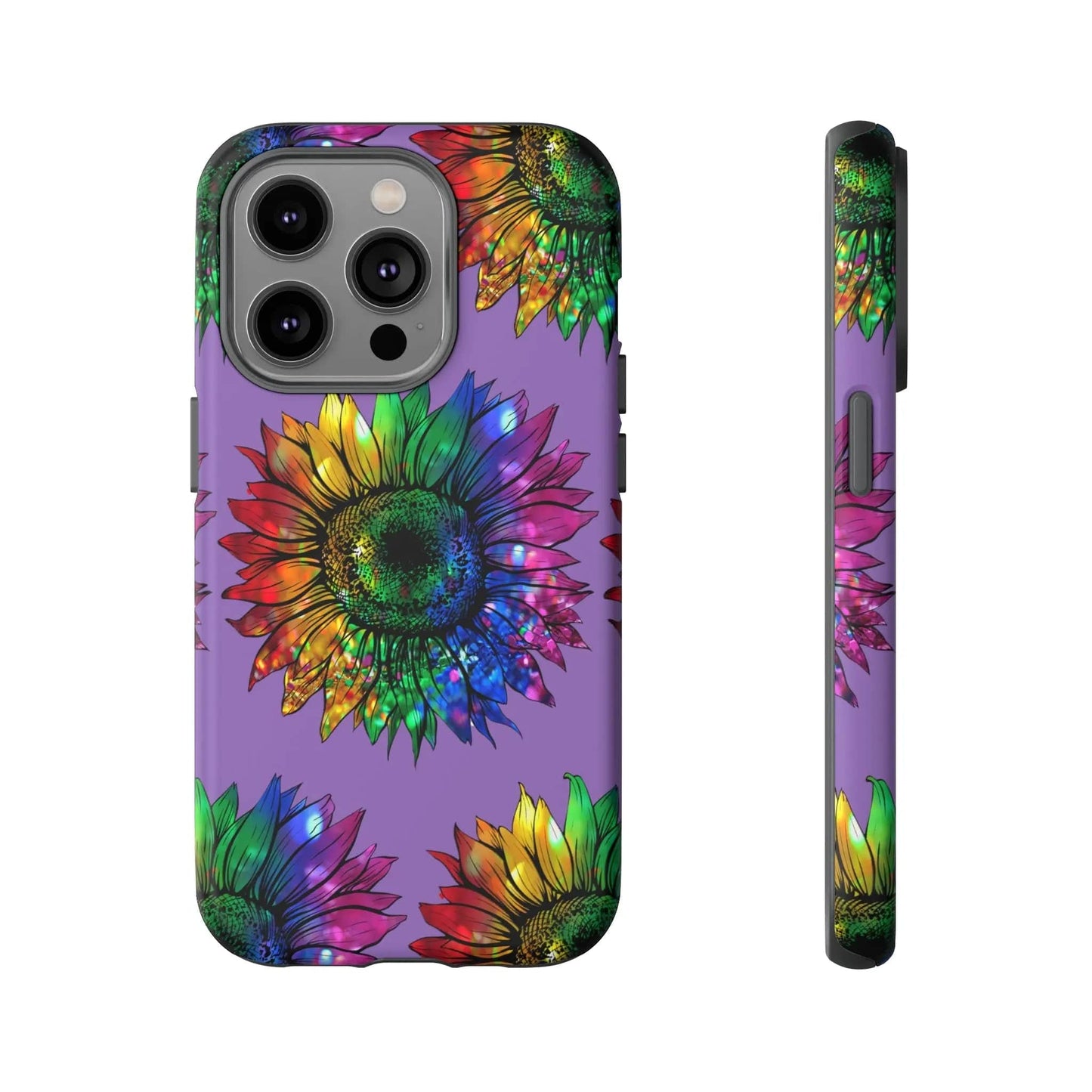 Jeweled Sunflower Rainbow in Purple Tough Phone Cases iPhone 14 Pro Matte