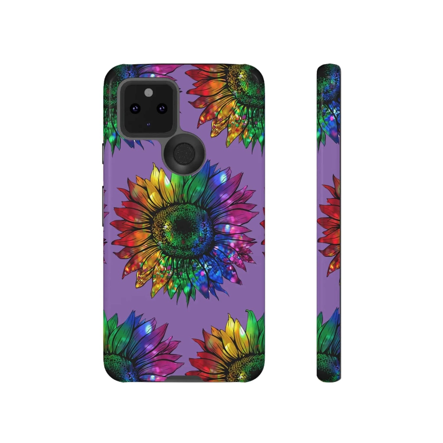 Jeweled Sunflower Rainbow in Purple Tough Phone Cases Google Pixel 5 5G Glossy