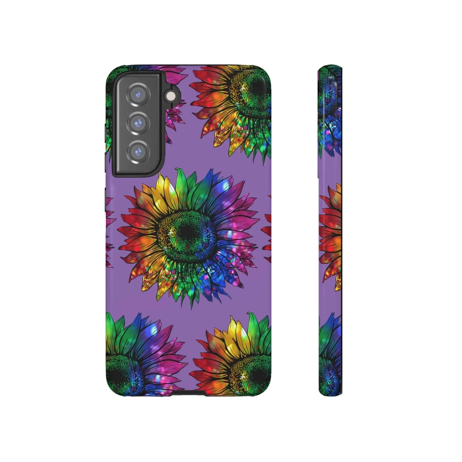 Jeweled Sunflower Rainbow in Purple Tough Phone Cases Samsung Galaxy S21 FE Glossy