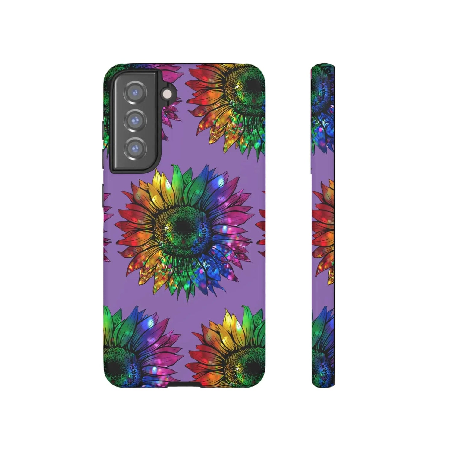 Jeweled Sunflower Rainbow in Purple Tough Phone Cases Samsung Galaxy S21 FE Matte