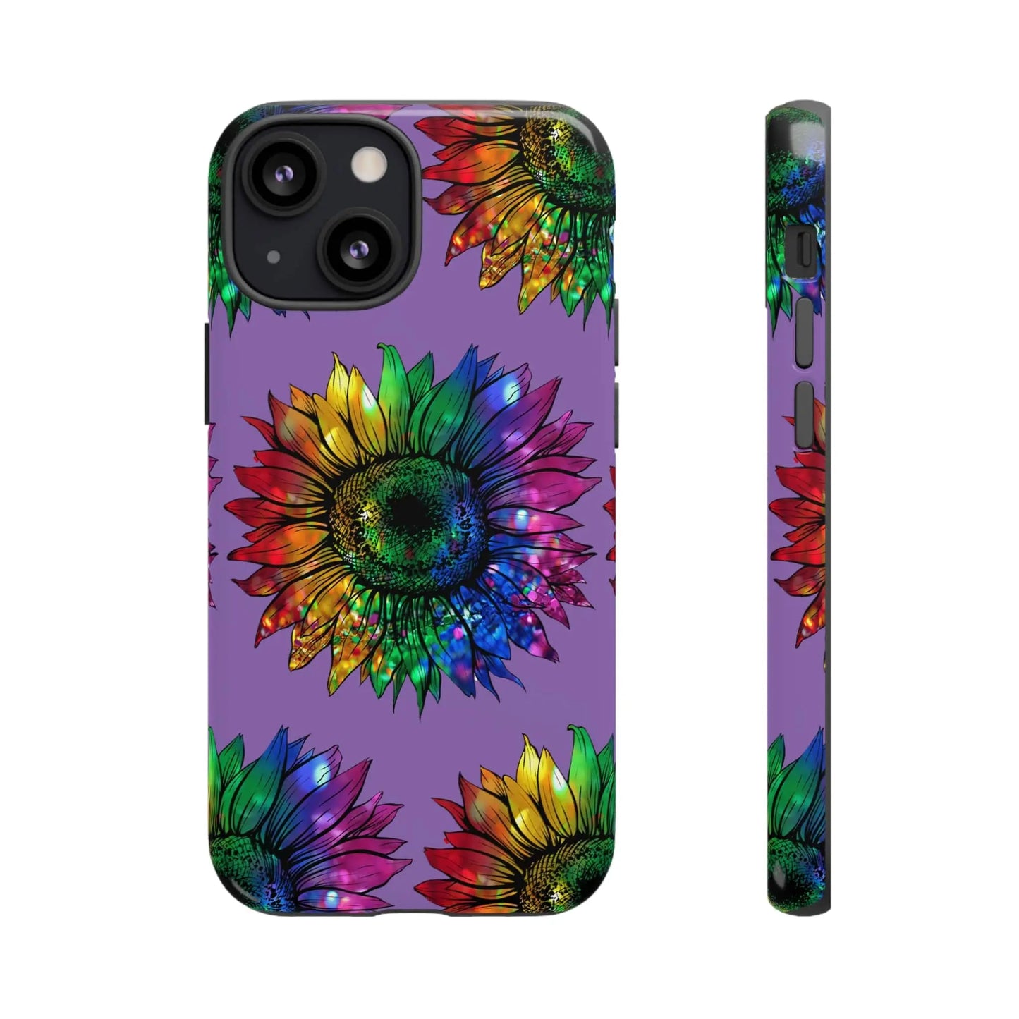 Jeweled Sunflower Rainbow in Purple Tough Phone Cases