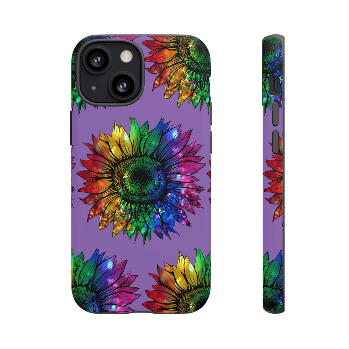 Jeweled Sunflower Rainbow in Purple Tough Phone Cases