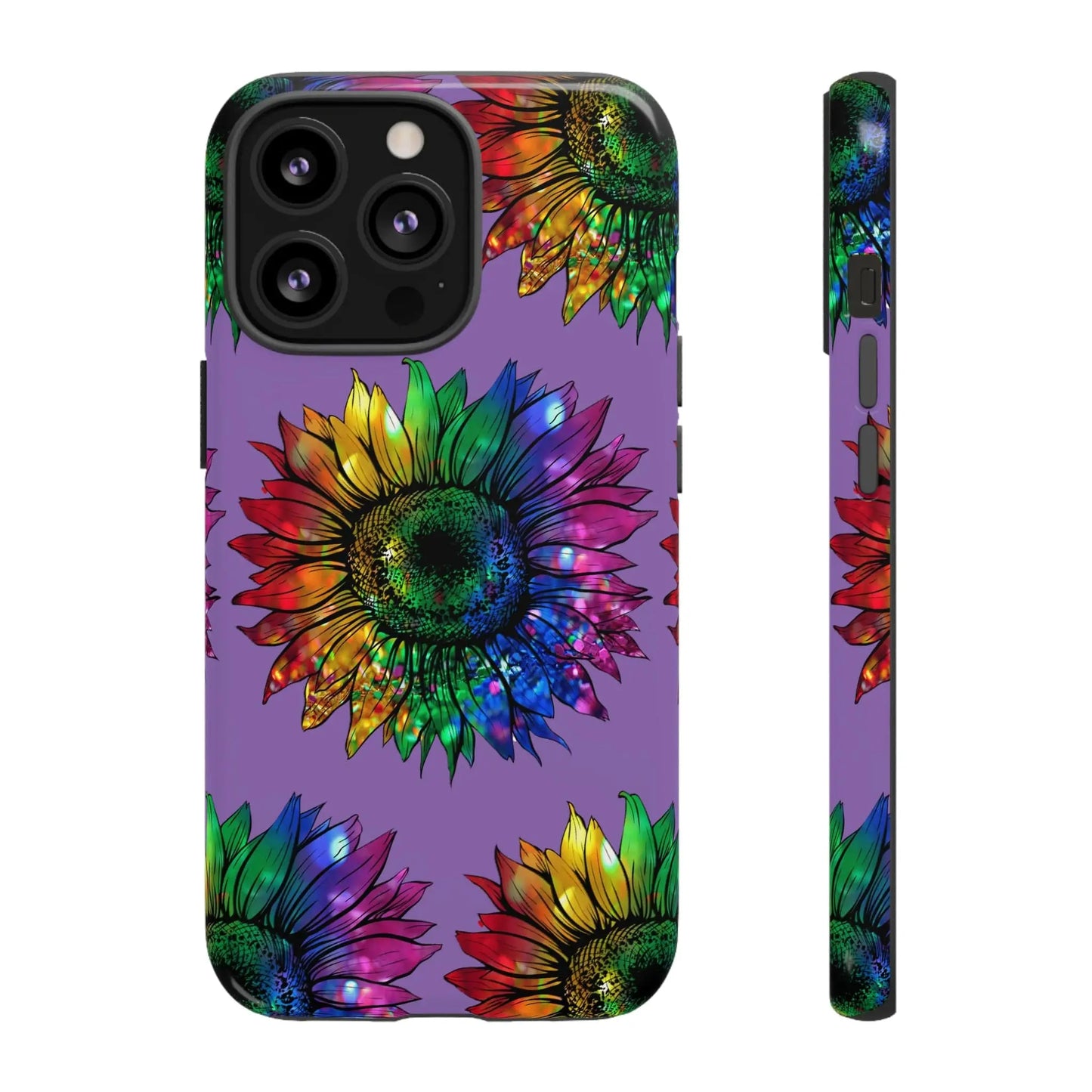 Jeweled Sunflower Rainbow in Purple Tough Phone Cases