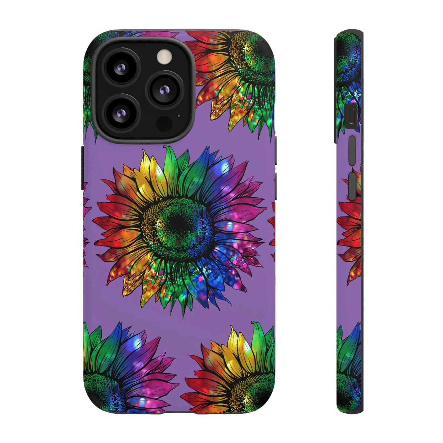 Jeweled Sunflower Rainbow in Purple Tough Phone Cases