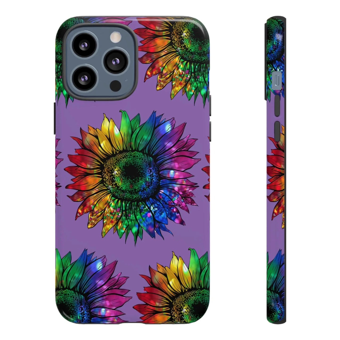 Jeweled Sunflower Rainbow in Purple Tough Phone Cases