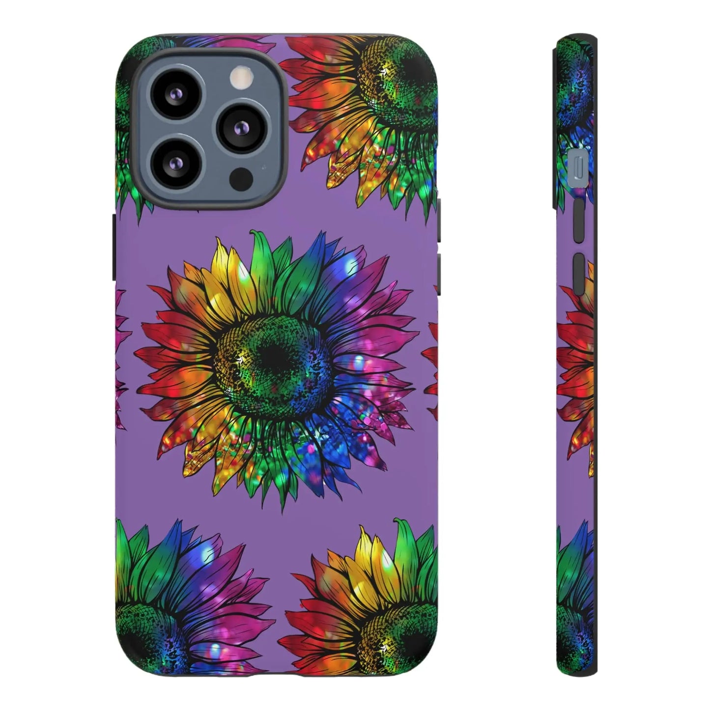 Jeweled Sunflower Rainbow in Purple Tough Phone Cases