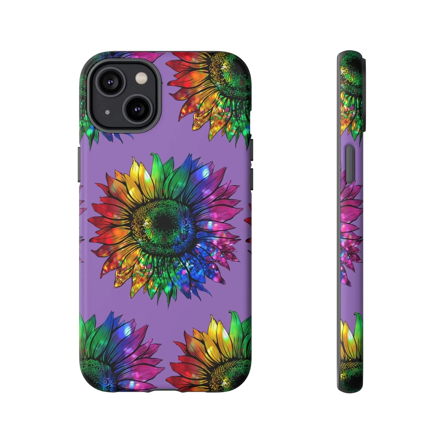 Jeweled Sunflower Rainbow in Purple Tough Phone Cases