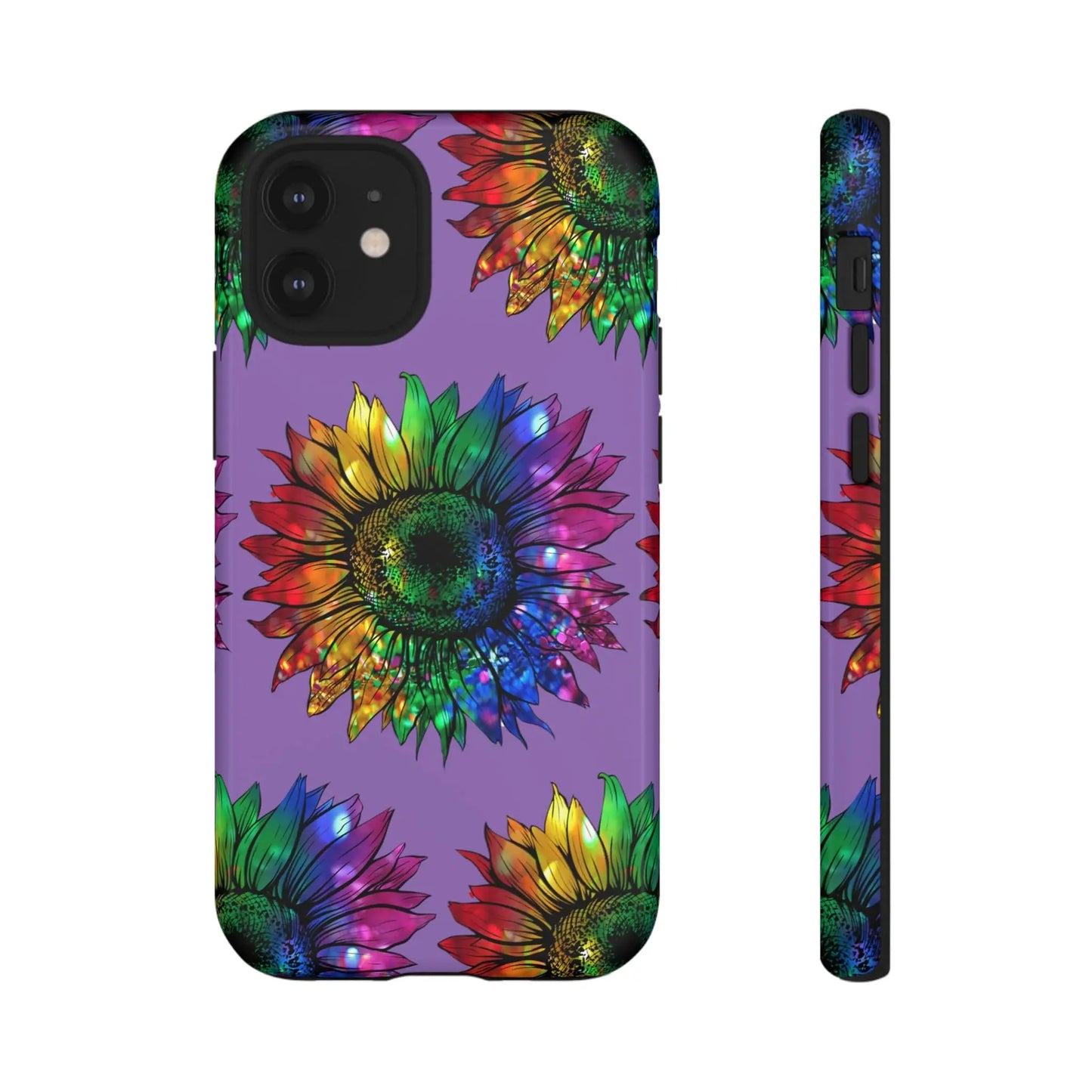 Jeweled Sunflower Rainbow in Purple Tough Phone Cases