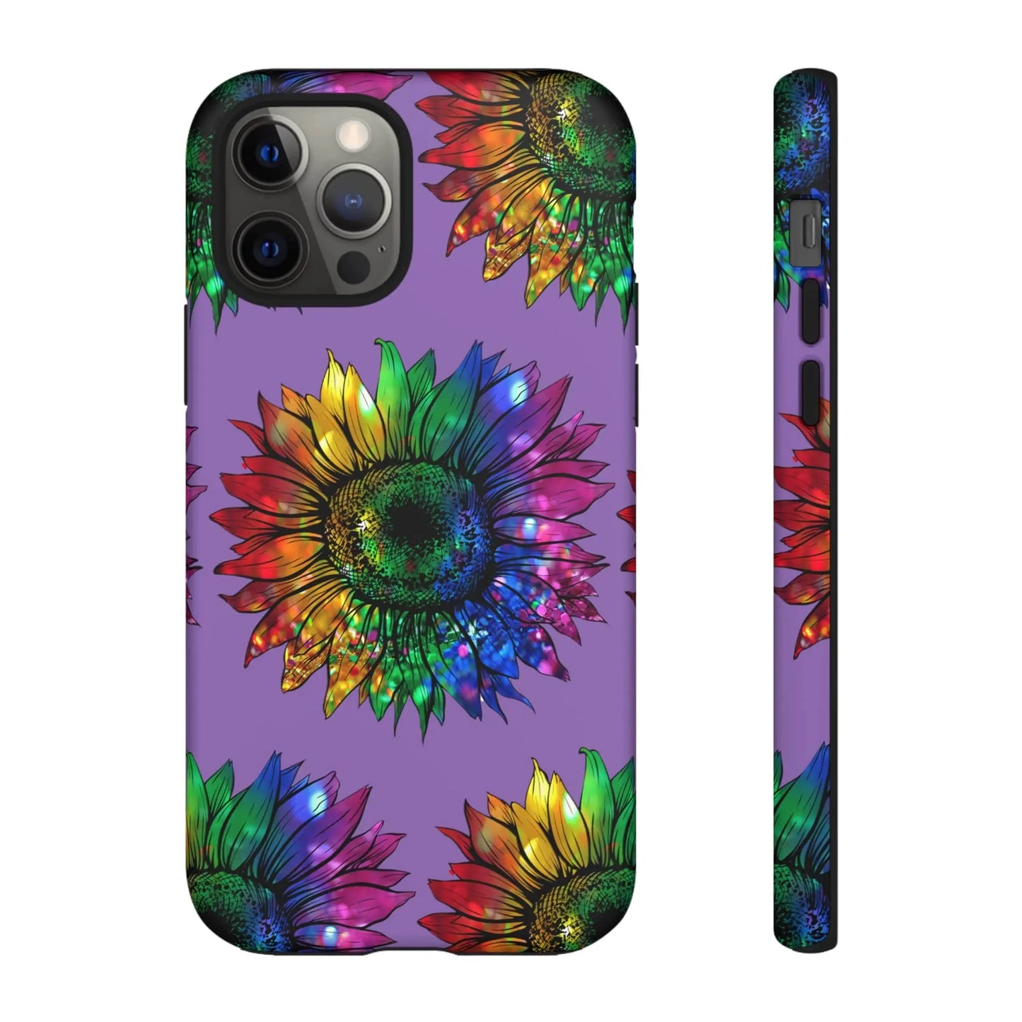 Jeweled Sunflower Rainbow in Purple Tough Phone Cases