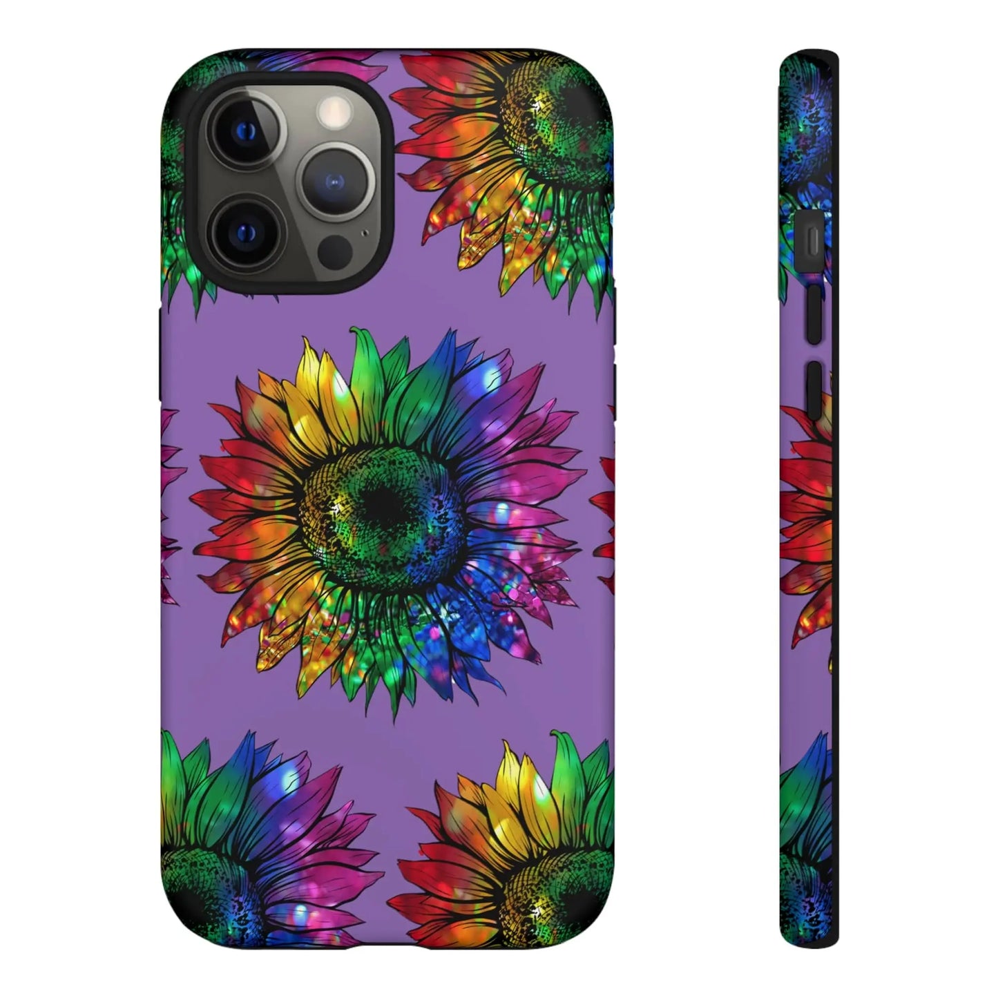 Jeweled Sunflower Rainbow in Purple Tough Phone Cases