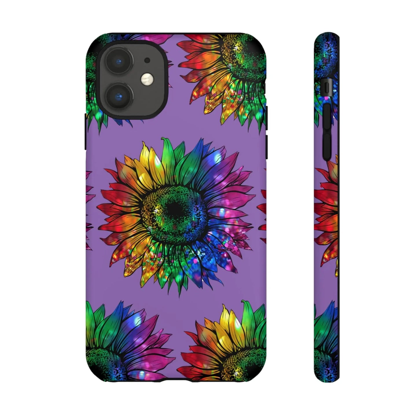 Jeweled Sunflower Rainbow in Purple Tough Phone Cases