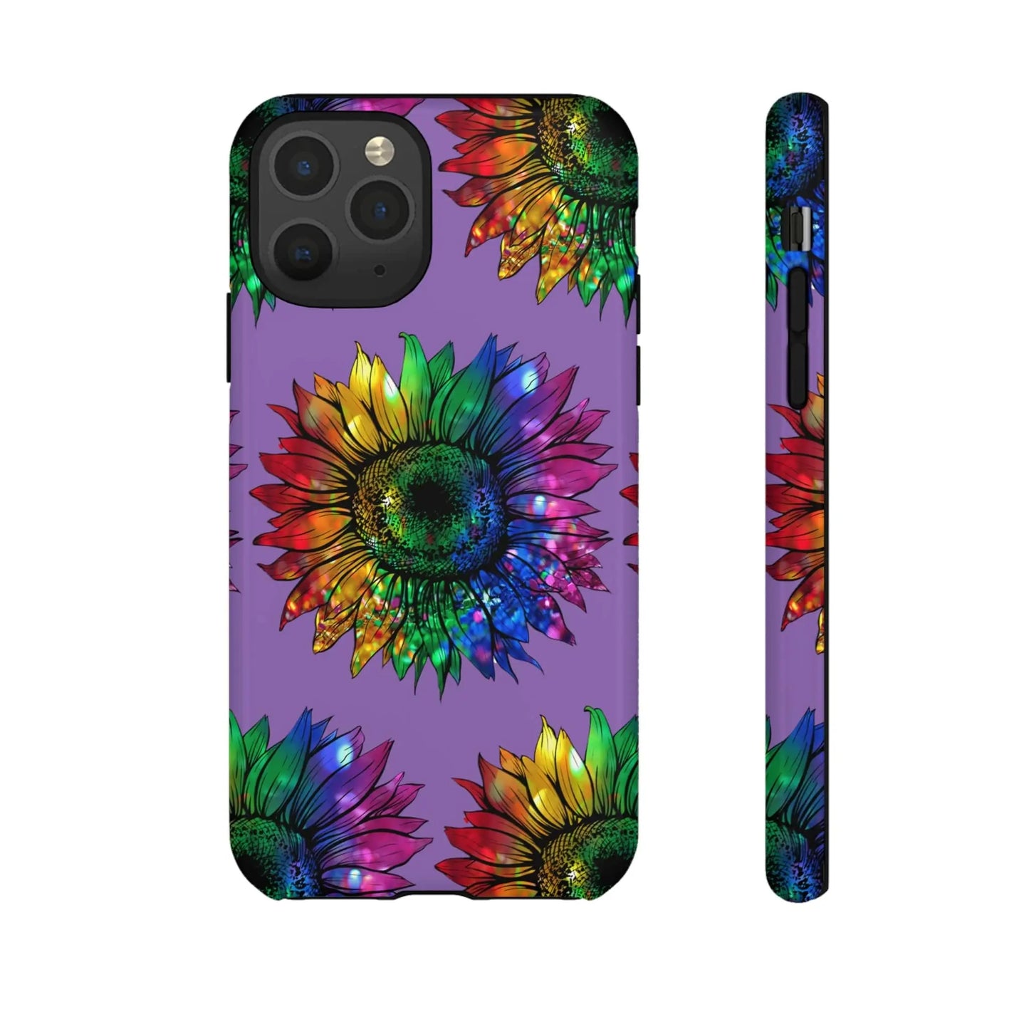 Jeweled Sunflower Rainbow in Purple Tough Phone Cases