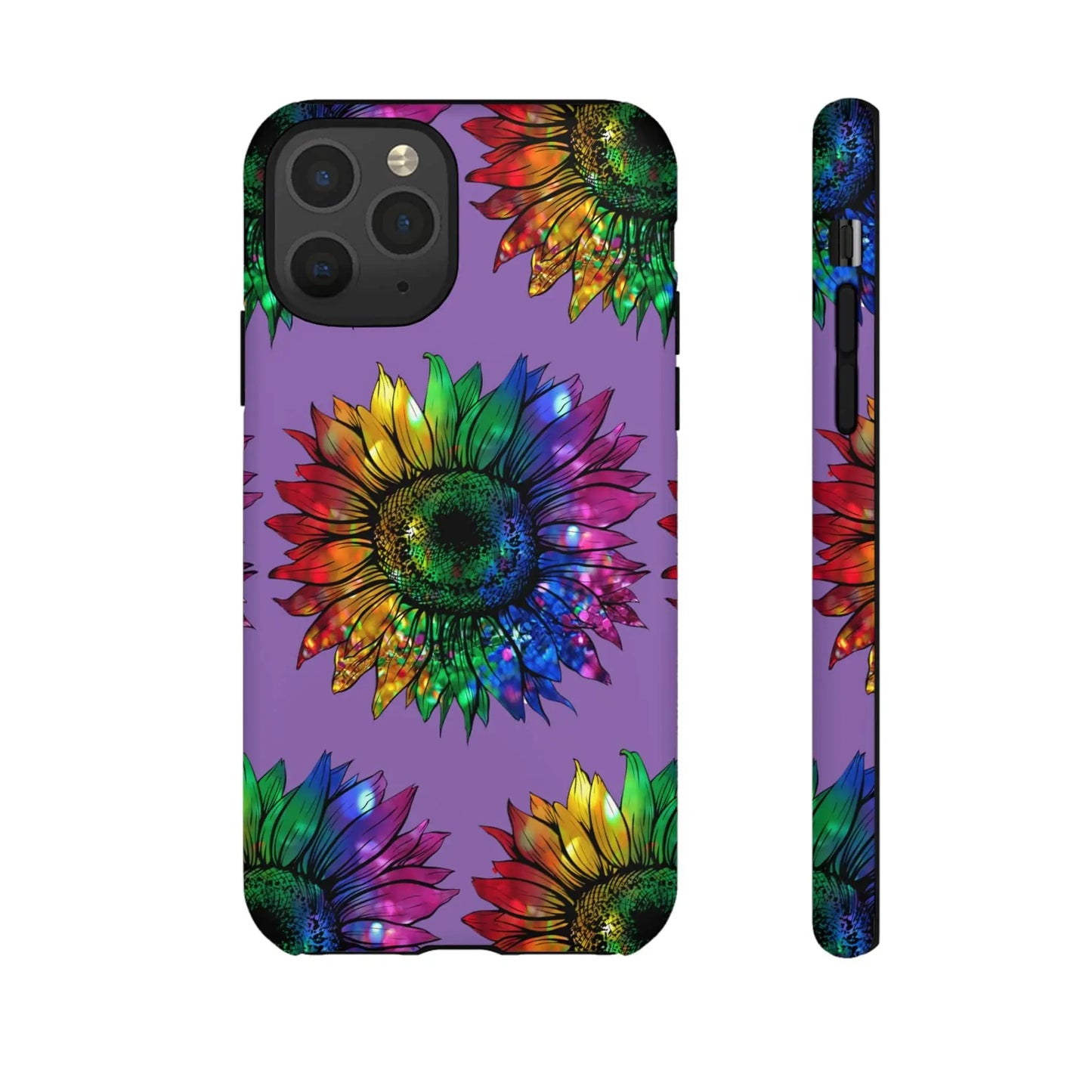 Jeweled Sunflower Rainbow in Purple Tough Phone Cases