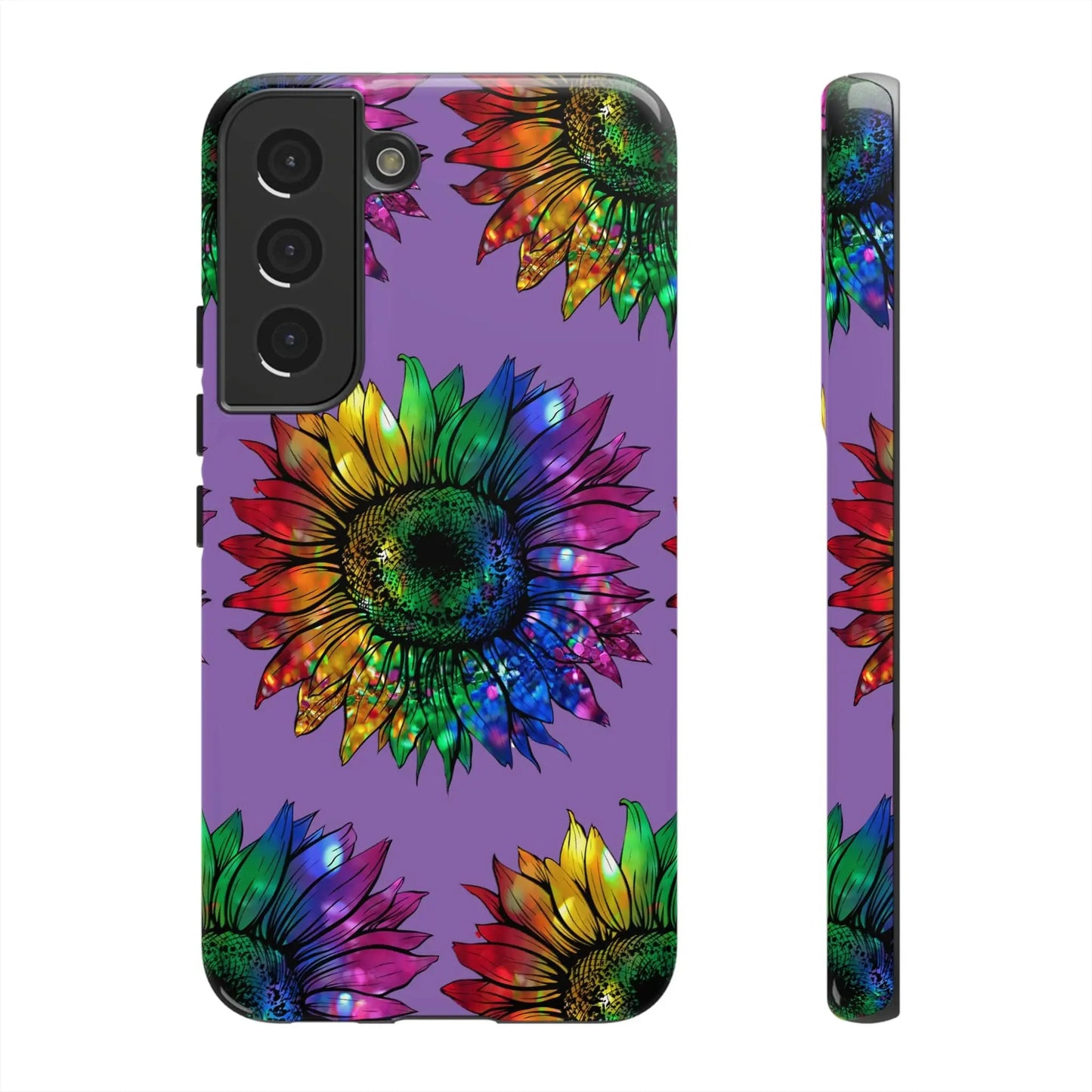 Jeweled Sunflower Rainbow in Purple Tough Phone Cases