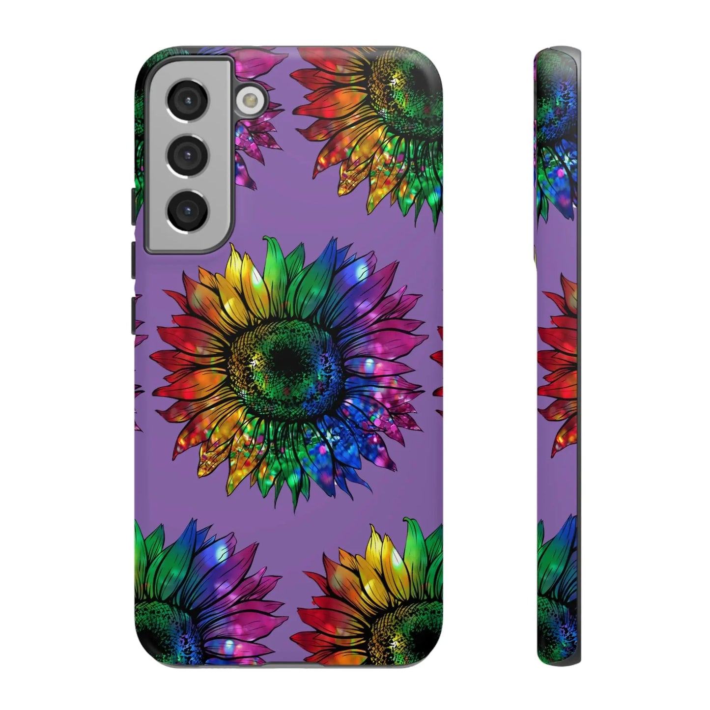 Jeweled Sunflower Rainbow in Purple Tough Phone Cases