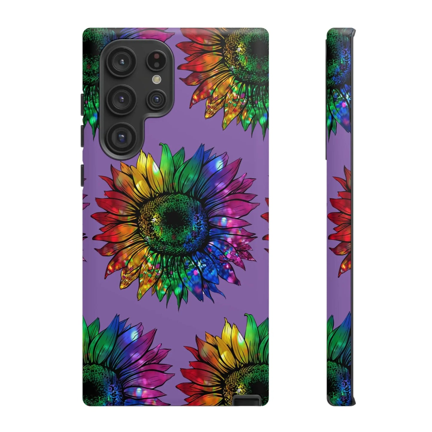 Jeweled Sunflower Rainbow in Purple Tough Phone Cases