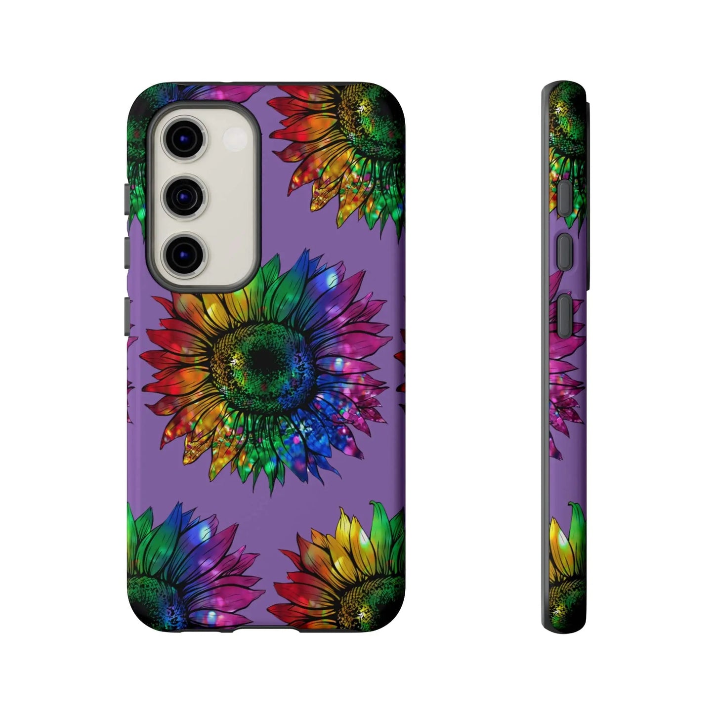 Jeweled Sunflower Rainbow in Purple Tough Phone Cases