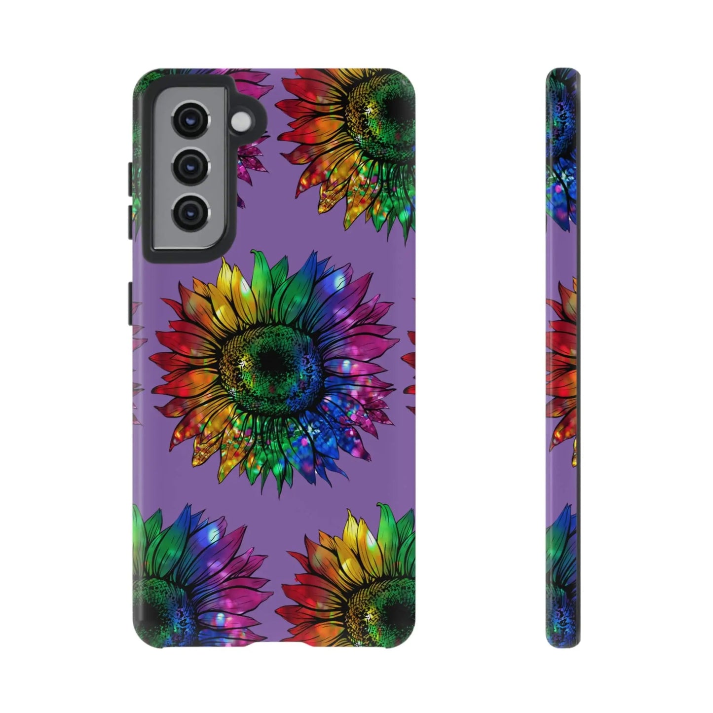 Jeweled Sunflower Rainbow in Purple Tough Phone Cases